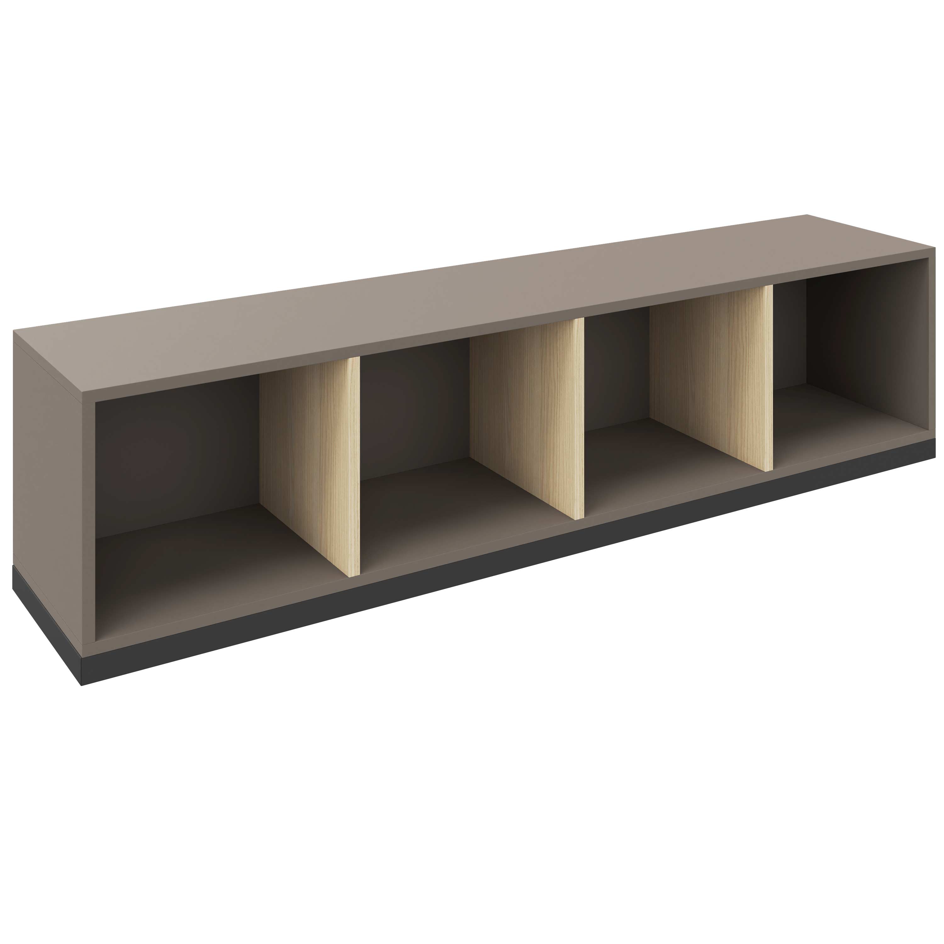 CHOICE bookshelf | 1 OH, 1600 x 410 mm, cubanite gray / sand ash - 2 Main Image