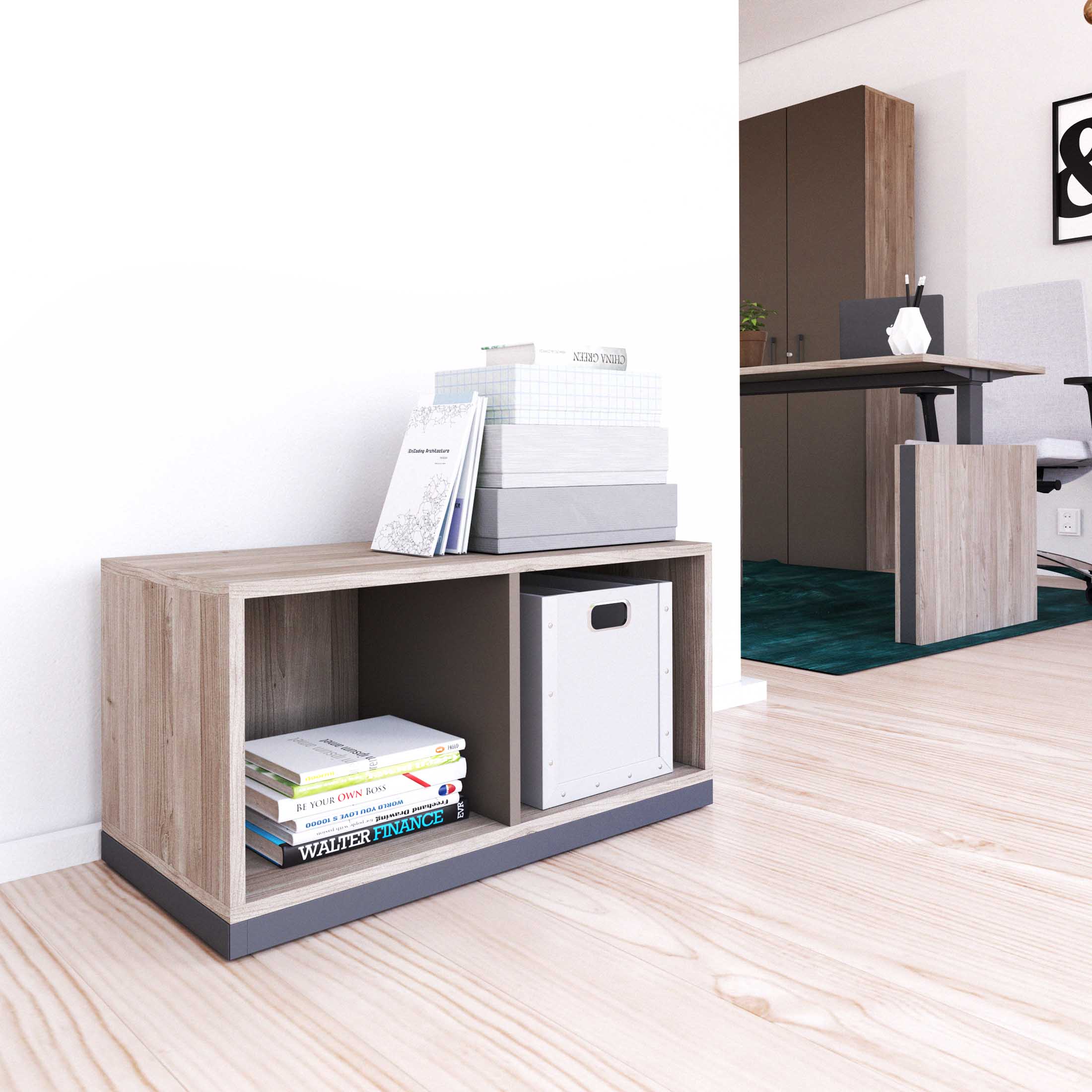 CHOICE bookshelf | 1 OH, 800 x 410 mm, northern oak gray / cubanite gray - 1 Main Image