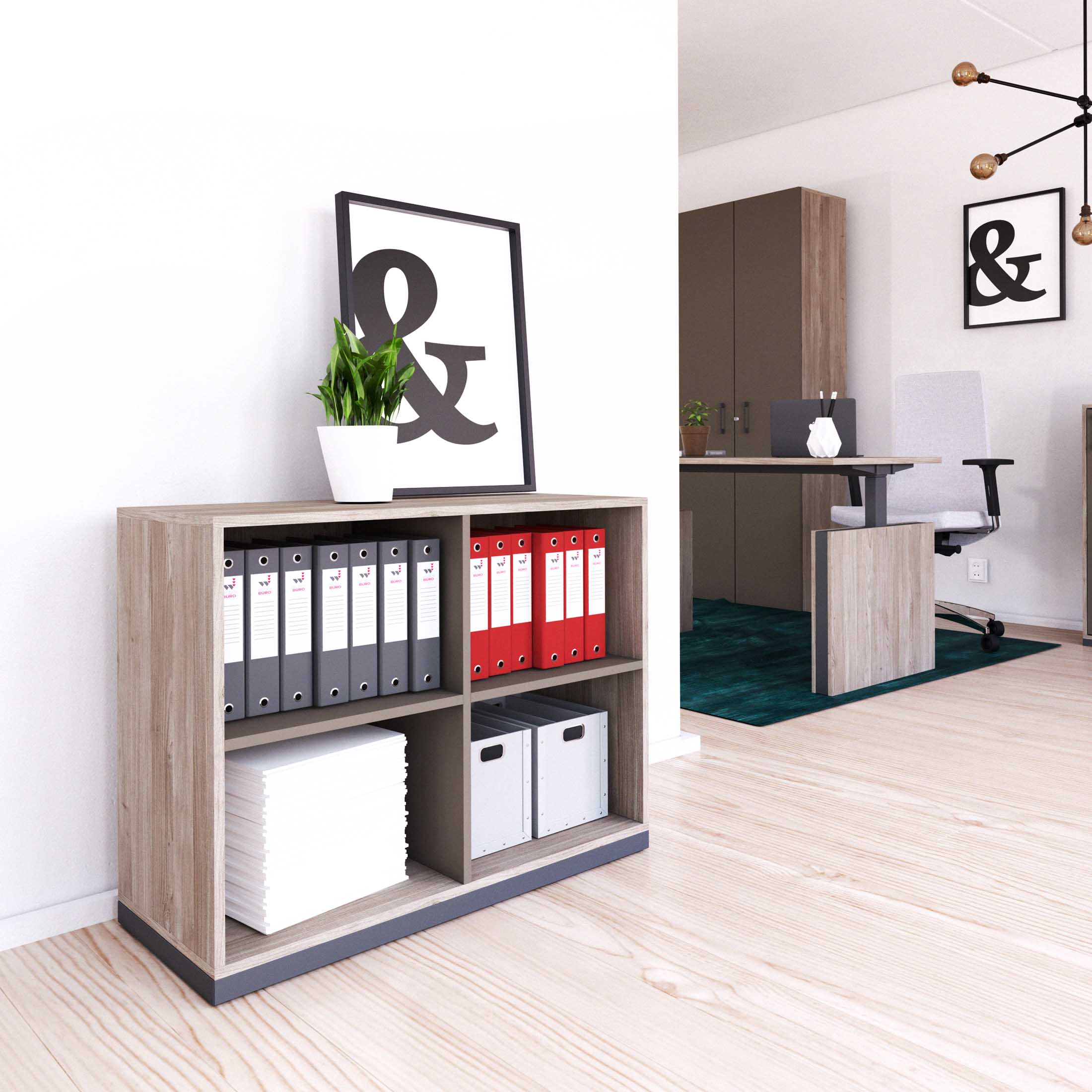 CHOICE bookshelf | 2 OH, 1000 x 760 mm, northern oak gray / cubanite gray - 1 Main Image