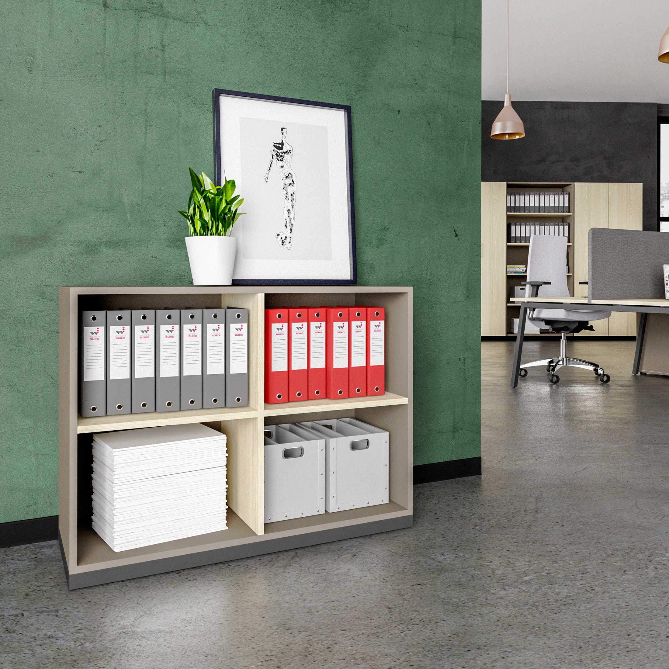 CHOICE bookshelf | 2 OH, 1000 x 760 mm, cubanite gray / sand ash - 1 Main Image