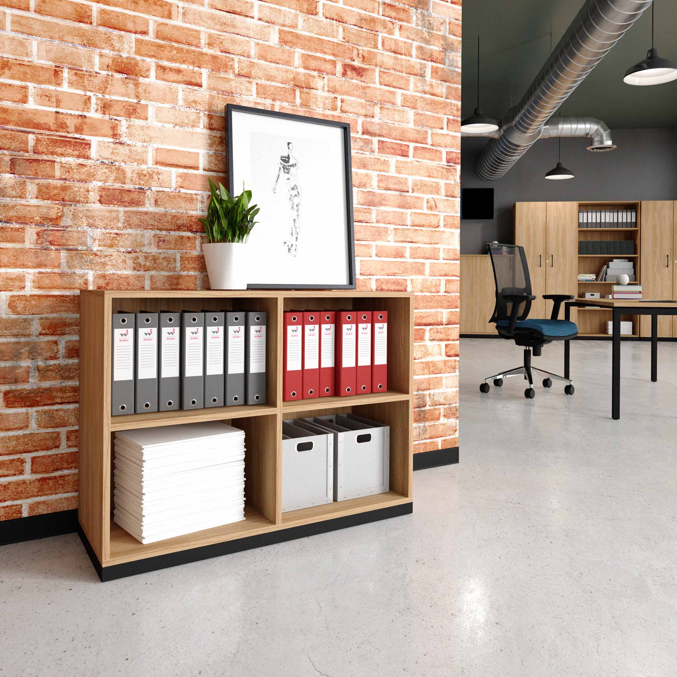 CHOICE bookshelf | 2 OH, 1000 x 760 mm, amber oak - 1 Main Image