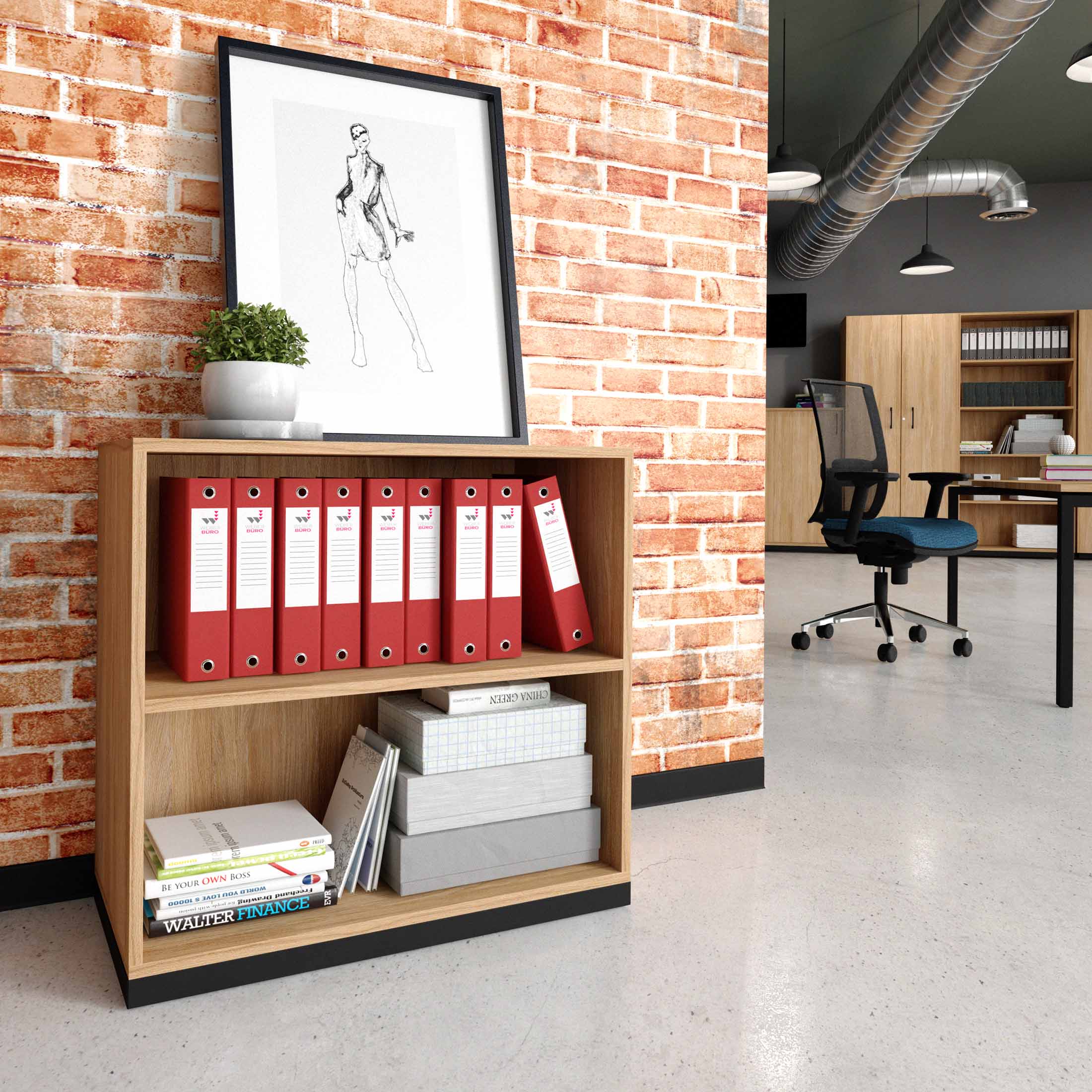 CHOICE bookshelf | 2 OH, 800 x 760 mm, amber oak - 1 Main Image