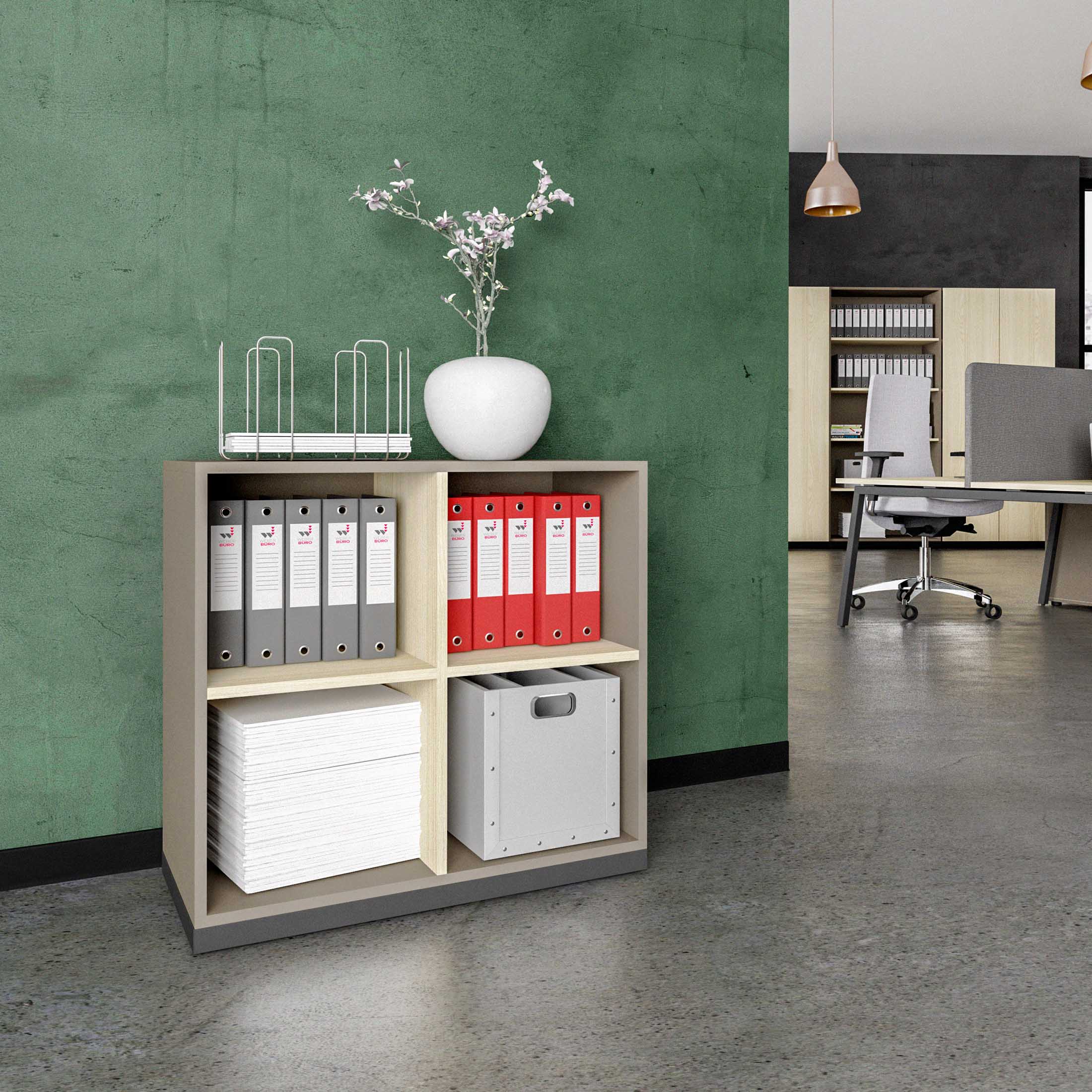 CHOICE bookshelf | 2 OH, 800 x 760 mm, cubanite gray / sand ash - 1 Main Image