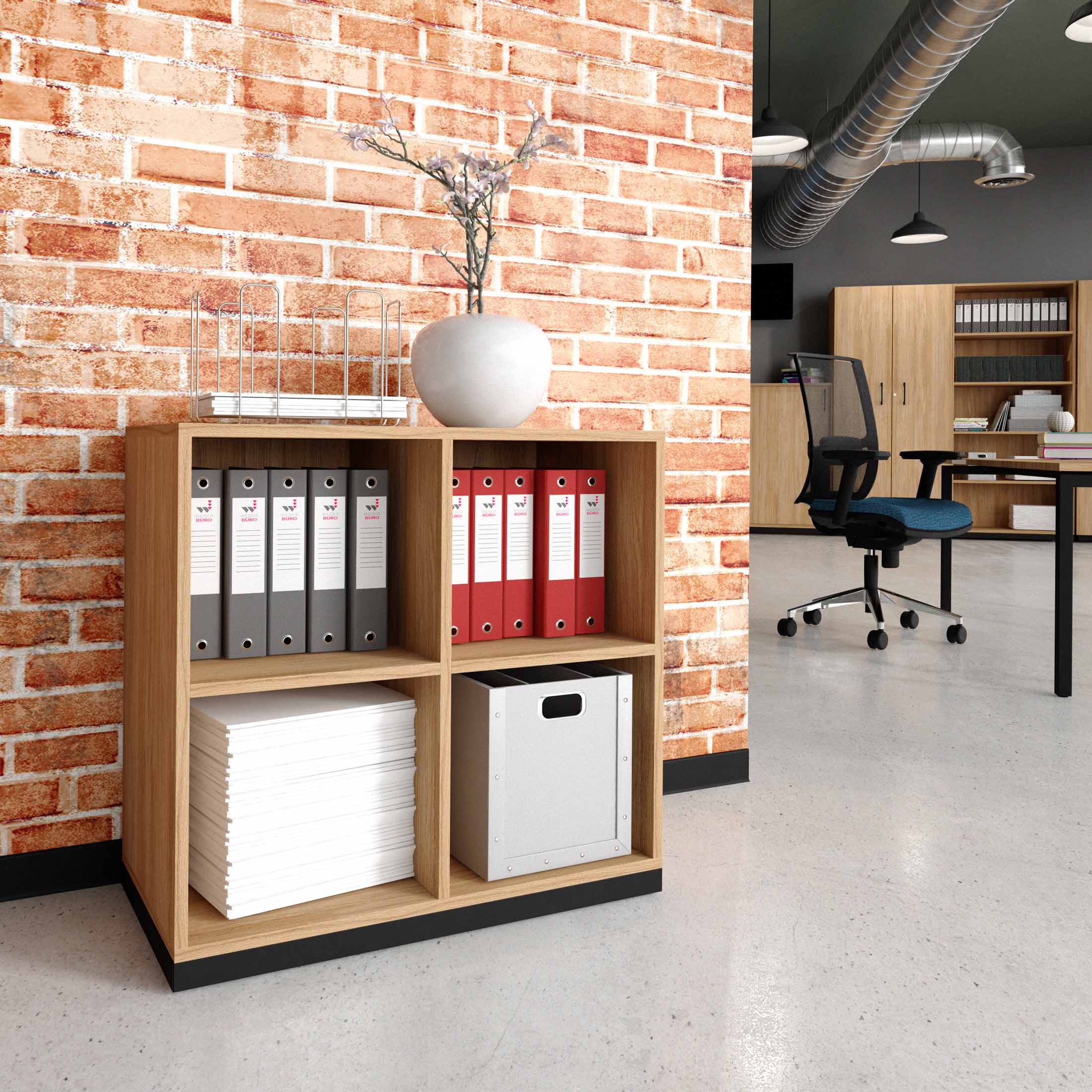 CHOICE bookshelf | 2 OH, 800 x 760 mm, amber oak - 1 Main Image