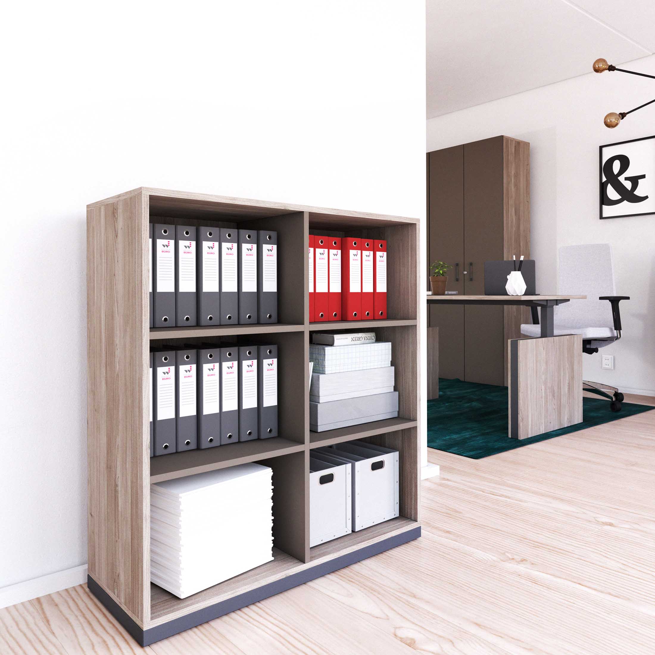 CHOICE bookshelf | 3 OH, 1000 x 1115 mm, northern oak gray / cubanite gray - 1 Main Image
