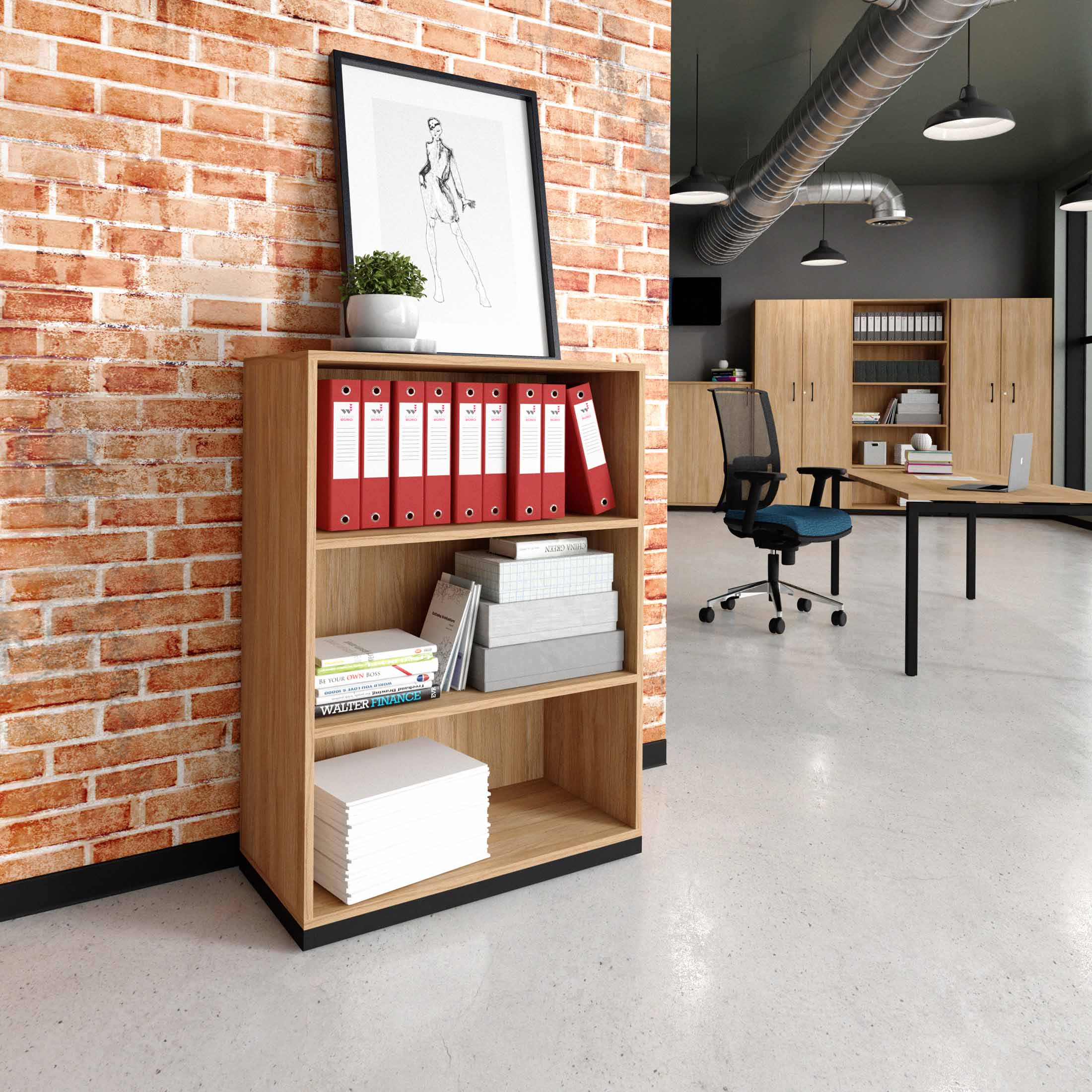 CHOICE bookshelf | 3 OH, 800 x 1115 mm, amber oak - 1 Main Image