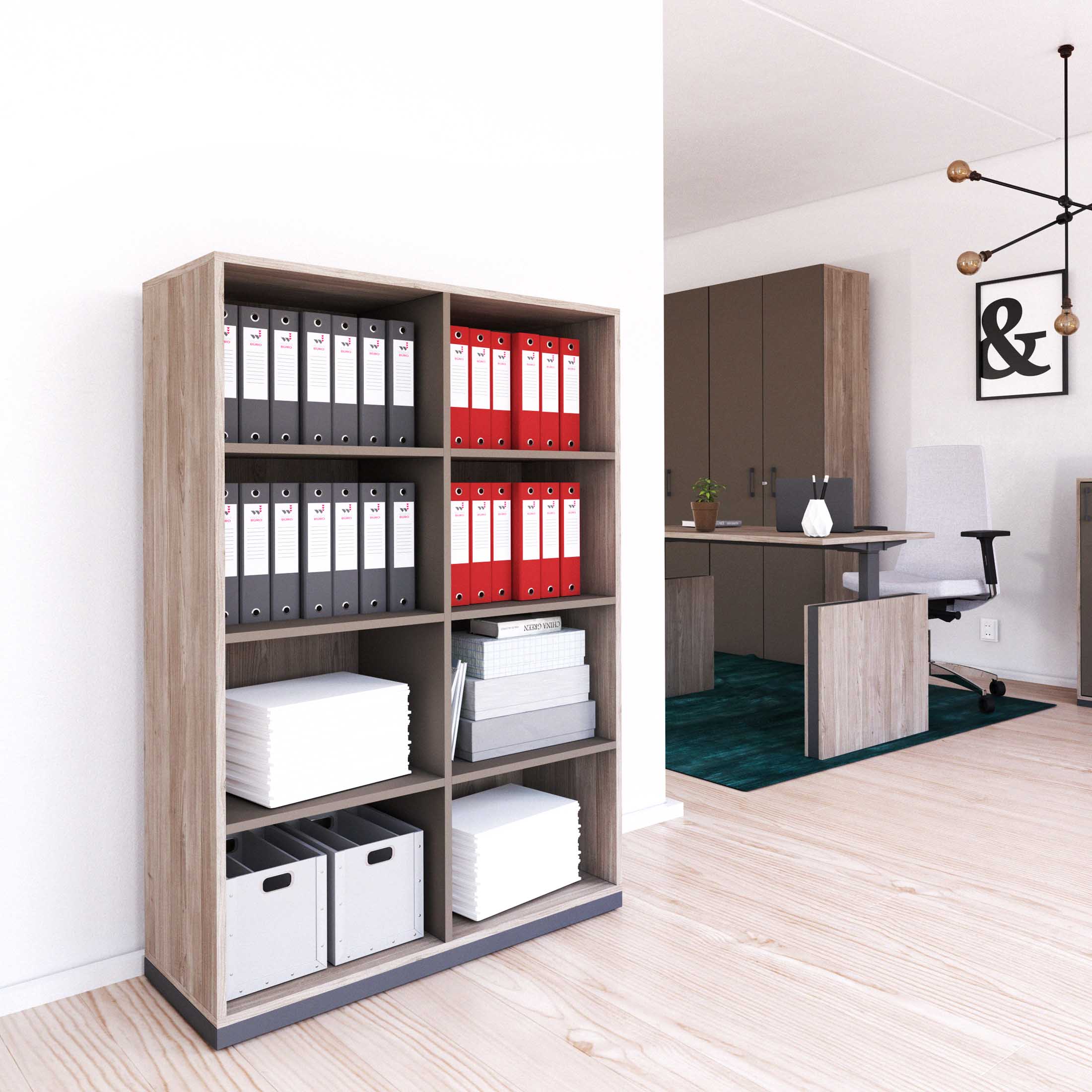 CHOICE bookshelf | 4 OH, 1000 x 1465 mm, northern oak gray / cubanite gray - 1 Main Image
