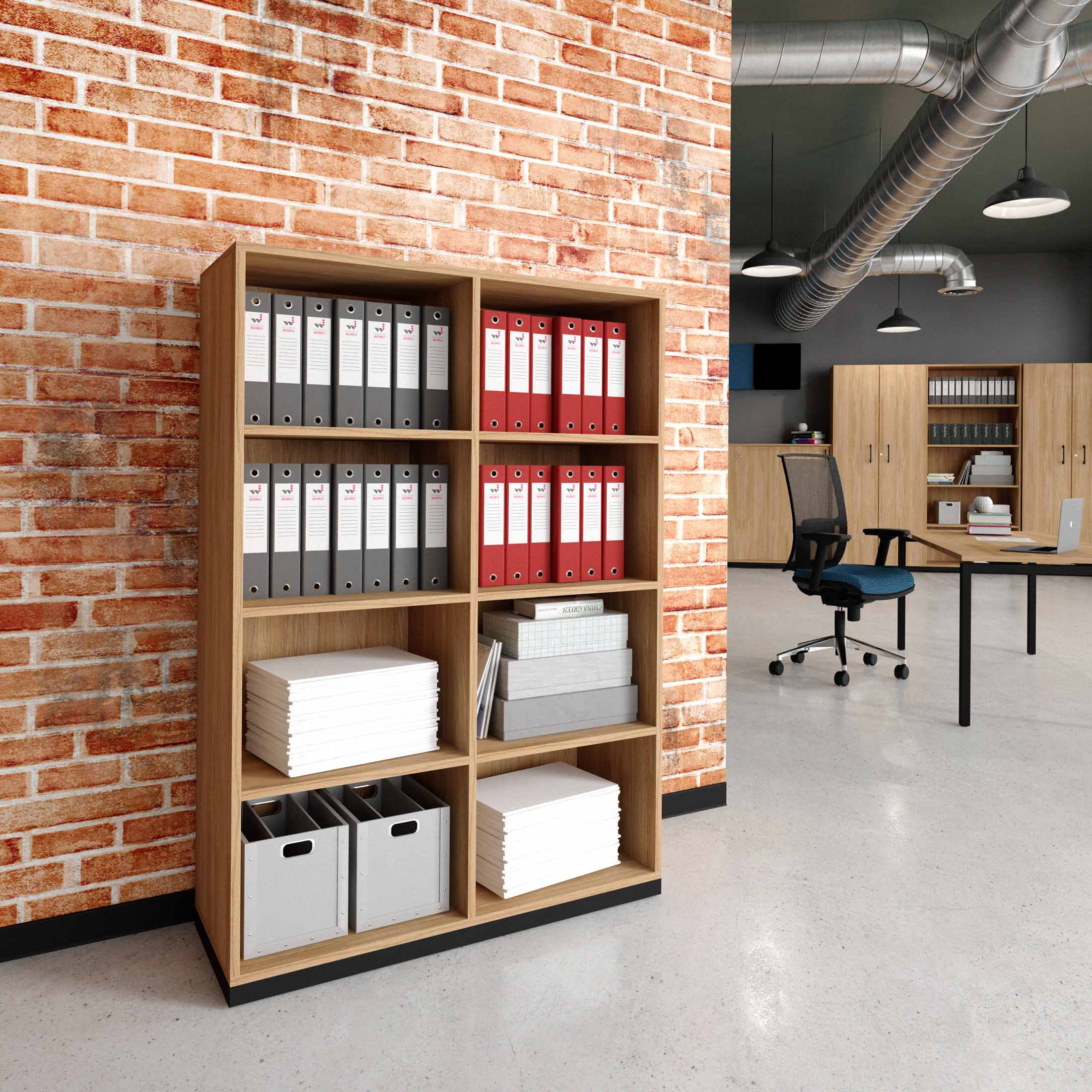 CHOICE bookshelf | 4 OH, 1000 x 1465 mm, amber oak - 1 Main Image