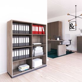 CHOICE Bücherregal | 4 OH, 1200 x 1465 mm, Nordeiche grau / Cubanitgrau