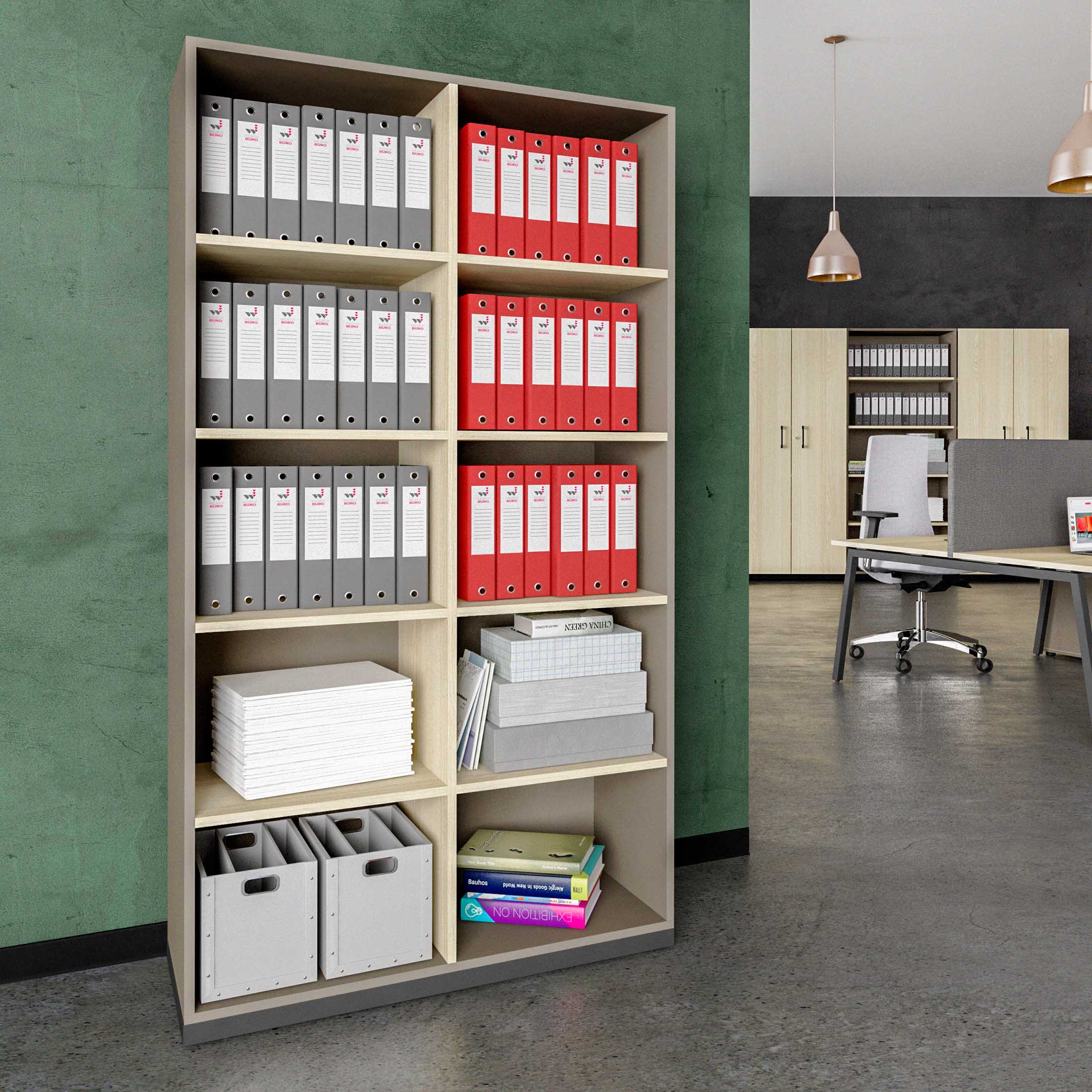 CHOICE bookshelf | 5 OH, 1000 x 1820 mm, cubanite gray / sand ash - 1 Main Image