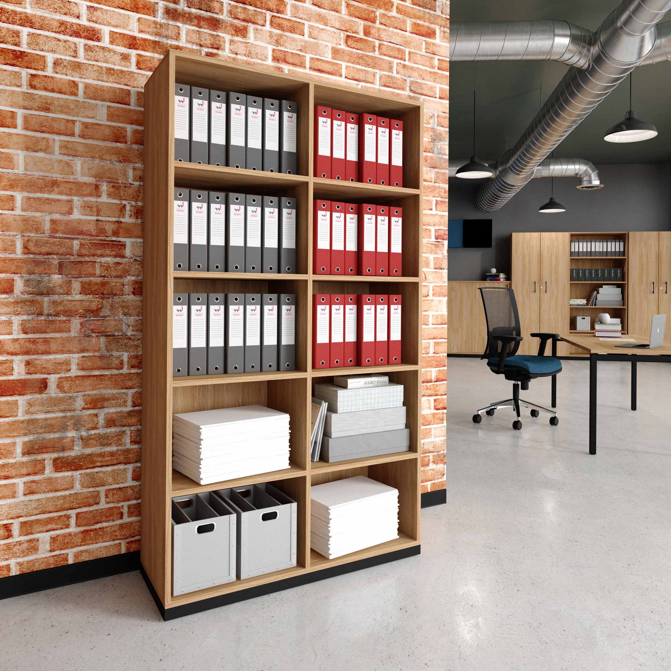 CHOICE bookshelf | 5 OH, 1000 x 1820 mm, amber oak - 1 Main Image