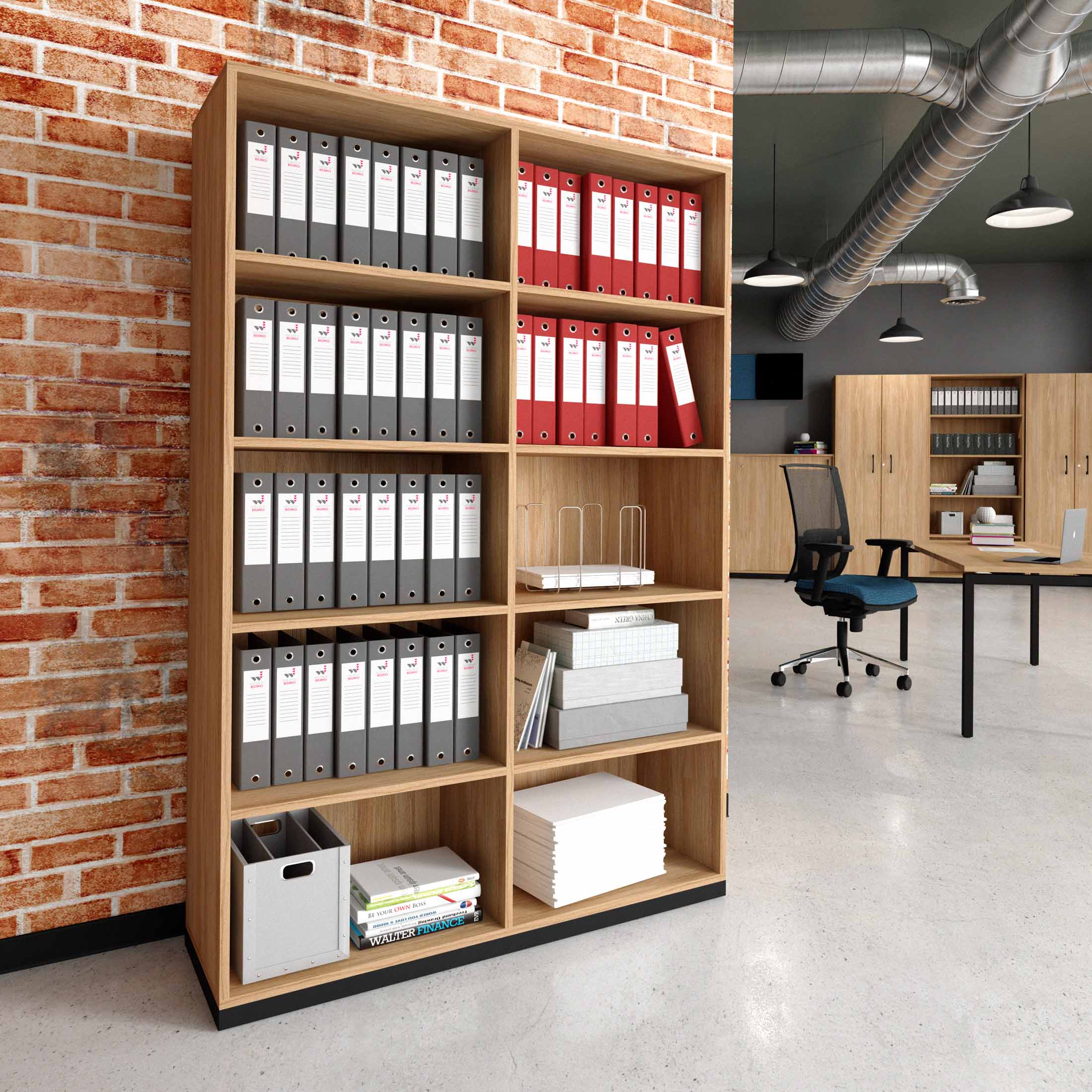 CHOICE Bücherregal | 5 OH, 1200 x 1820 mm, Bernsteineiche - 1 Main Image