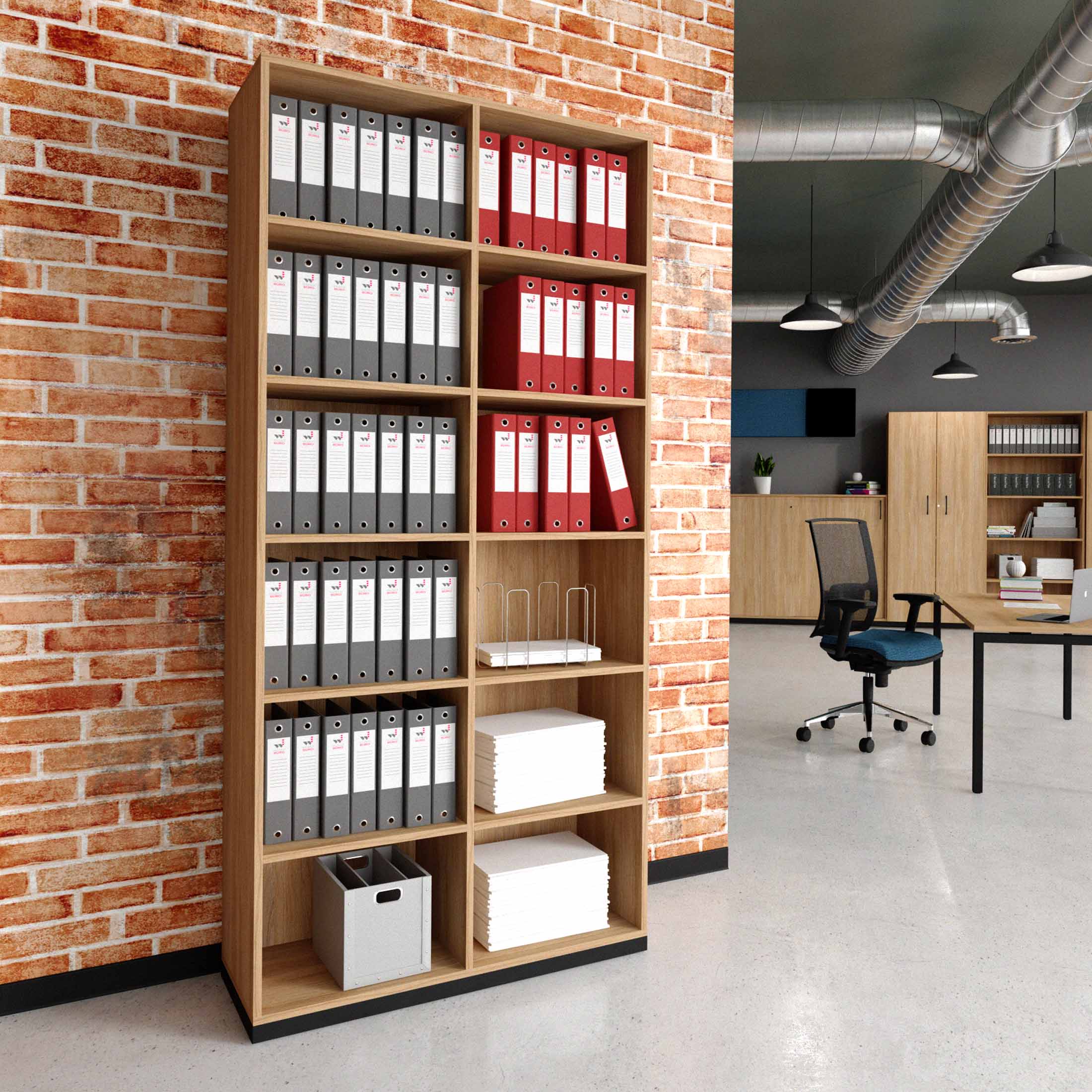CHOICE bookshelf | 6 OH, 1000 x 2170 mm, amber oak - 1 Main Image