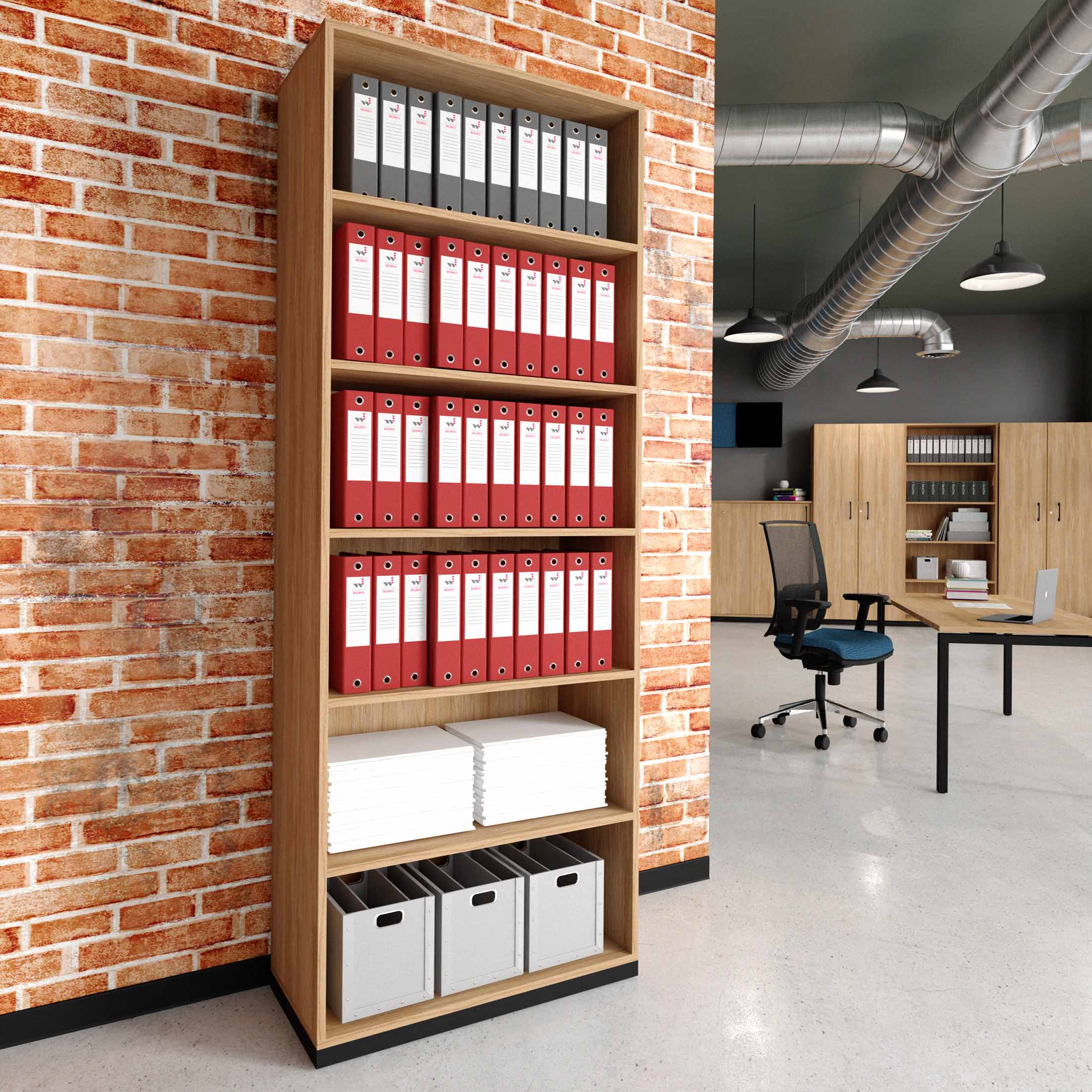 CHOICE bookshelf | 6 OH, 800 x 2170 mm, amber oak - 1 Main Image