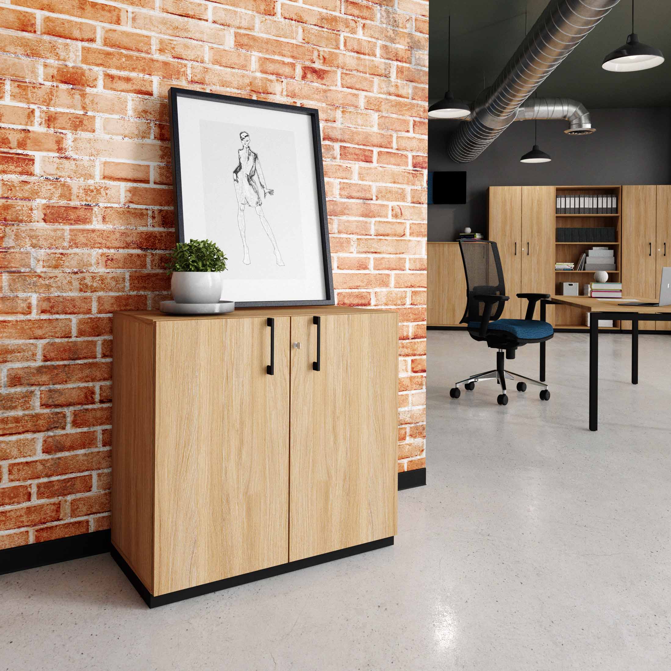 CHOICE hinged door wardrobe | 2 OH, 800 x 760 mm, amber oak - 1 Main Image