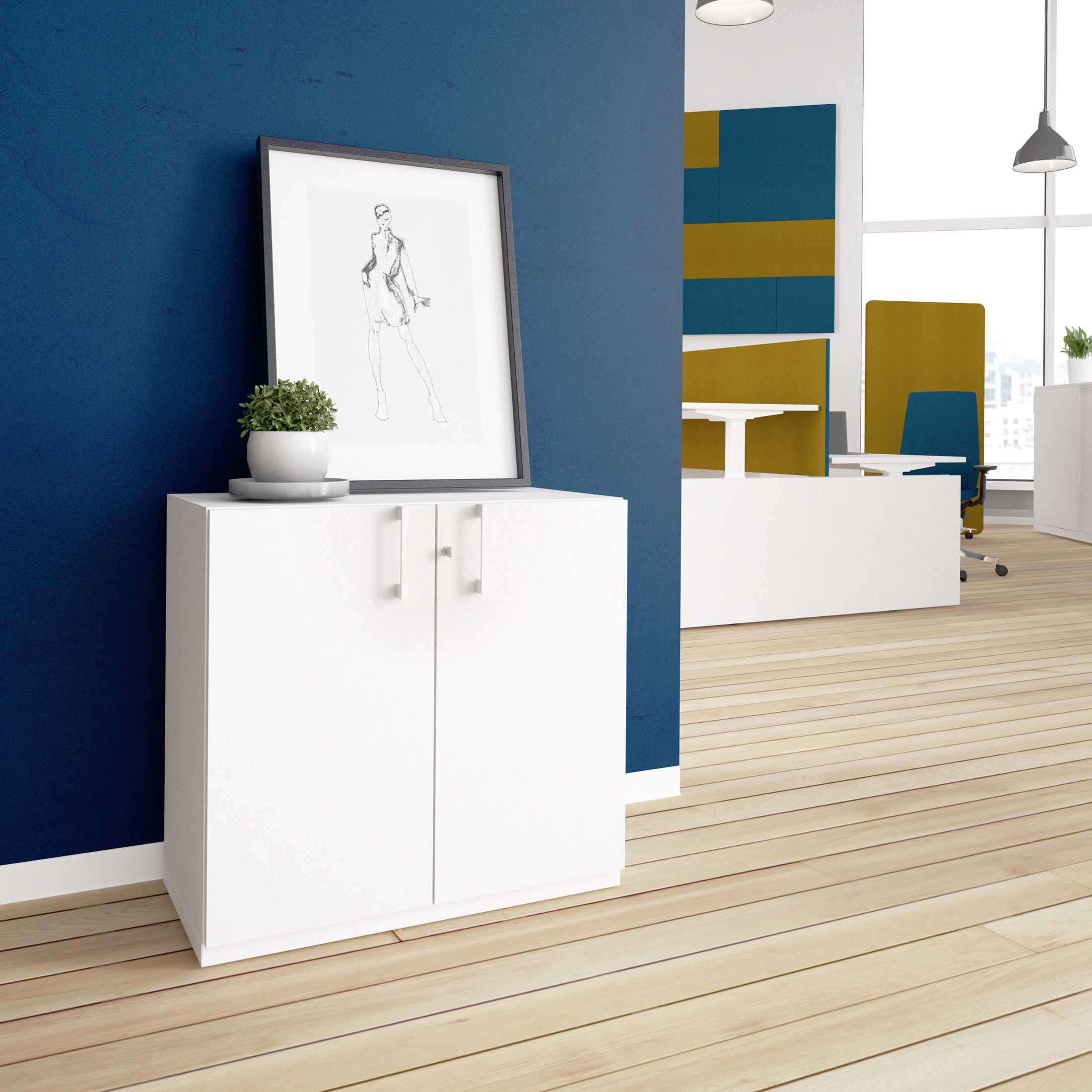 CHOICE Wing door cabinet | 2 Oh, 800 x 760 mm, white - 1 Main Image
