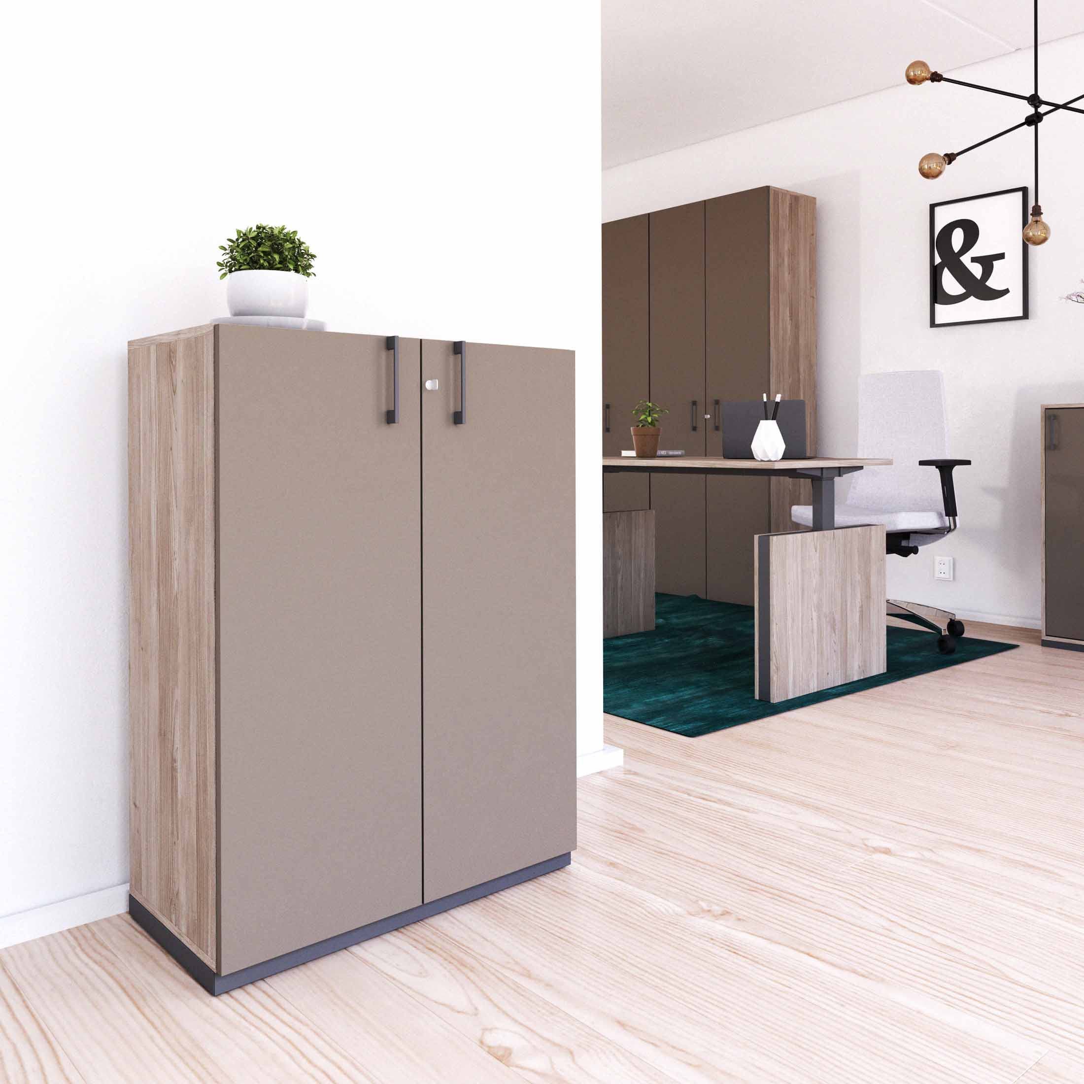 CHOICE hinged door wardrobe | 3 OH, 800 x 1115 mm, northern oak gray / cubanite gray - 1 Main Image