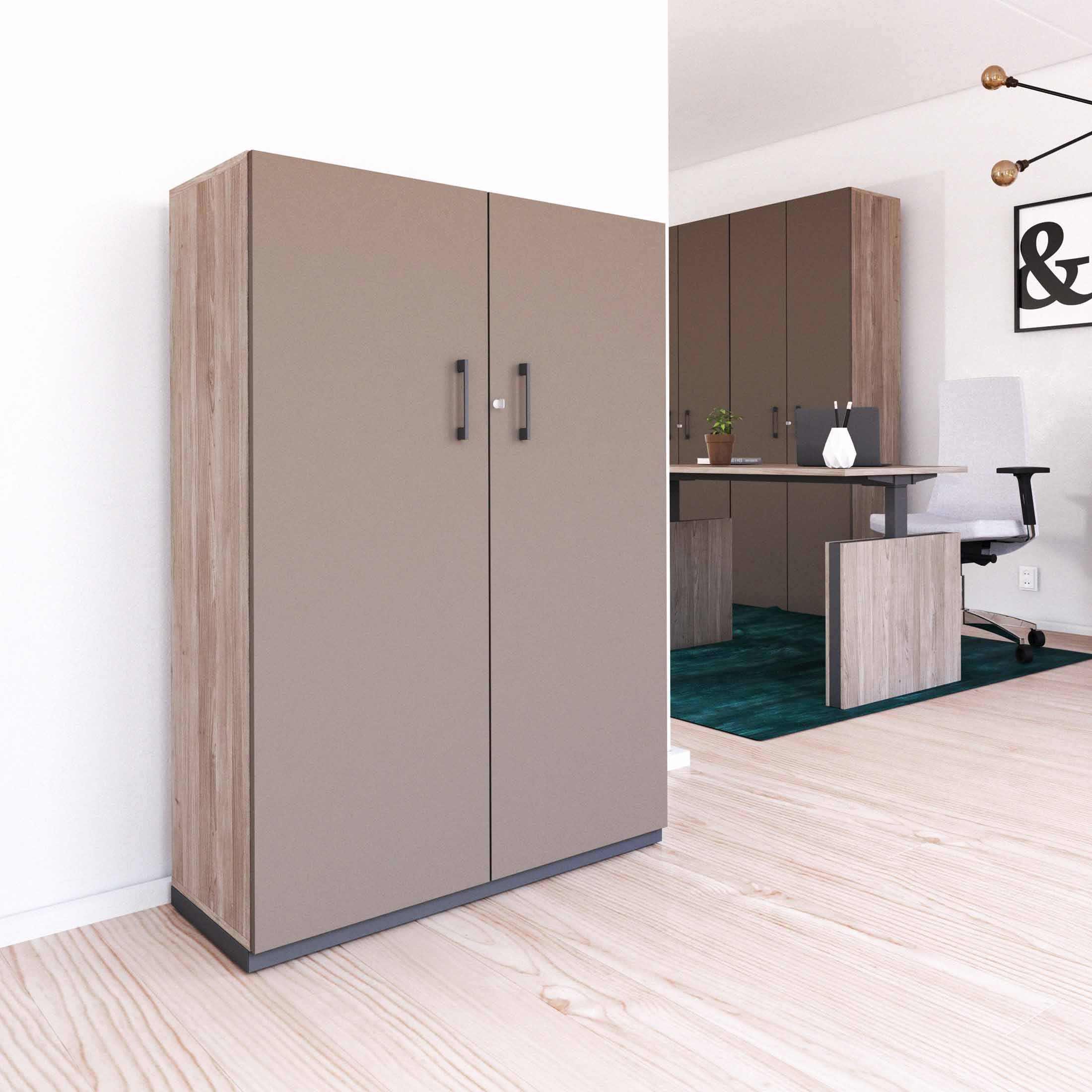 CHOICE Armoire de porte d'aile | 4 oh, 1000 x 1465 mm, gris de chêne nord / cubanite gris - 1 Main Image