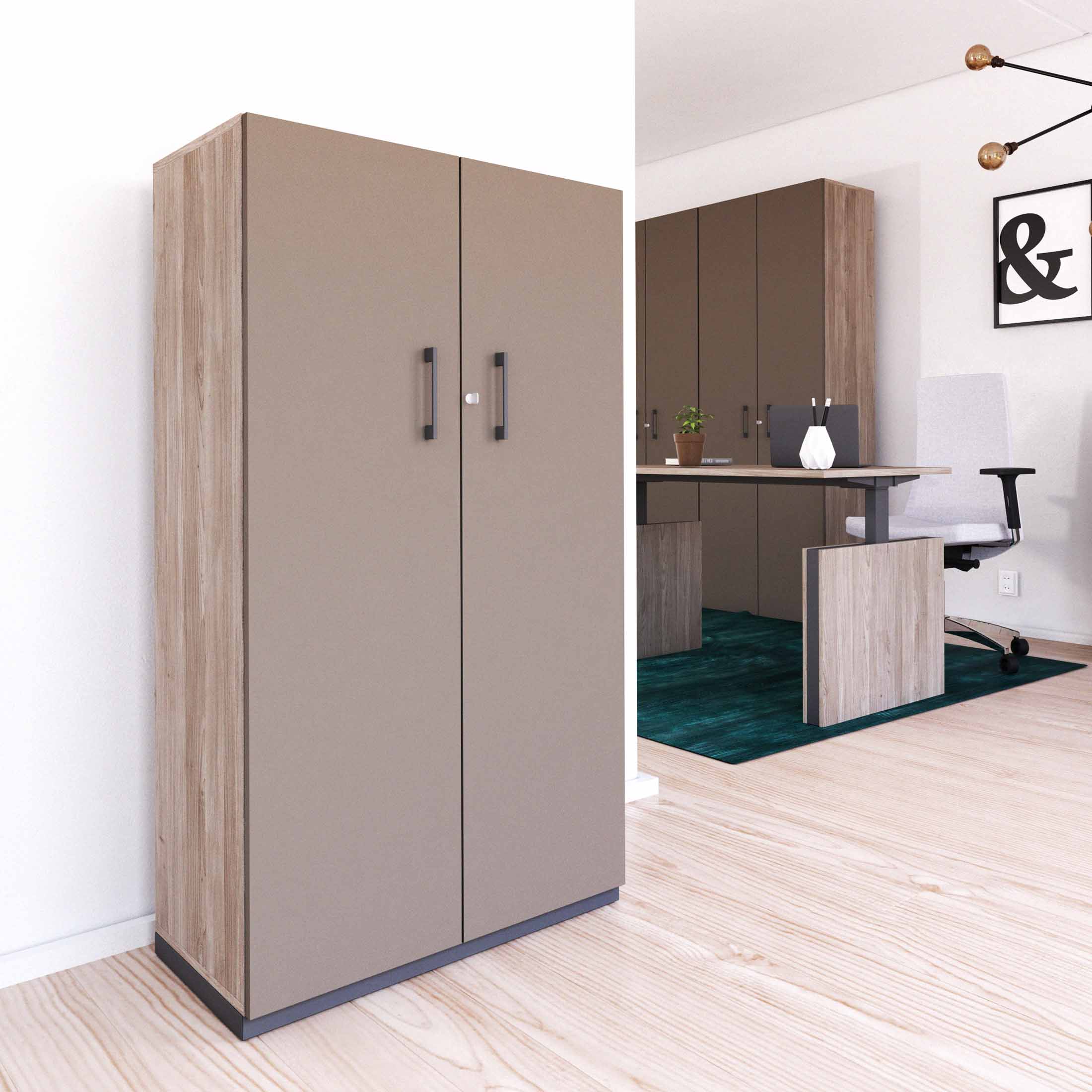 CHOICE hinged door wardrobe | 4 OH, 800 x 1465 mm, northern oak gray / cubanite gray - 1 Main Image