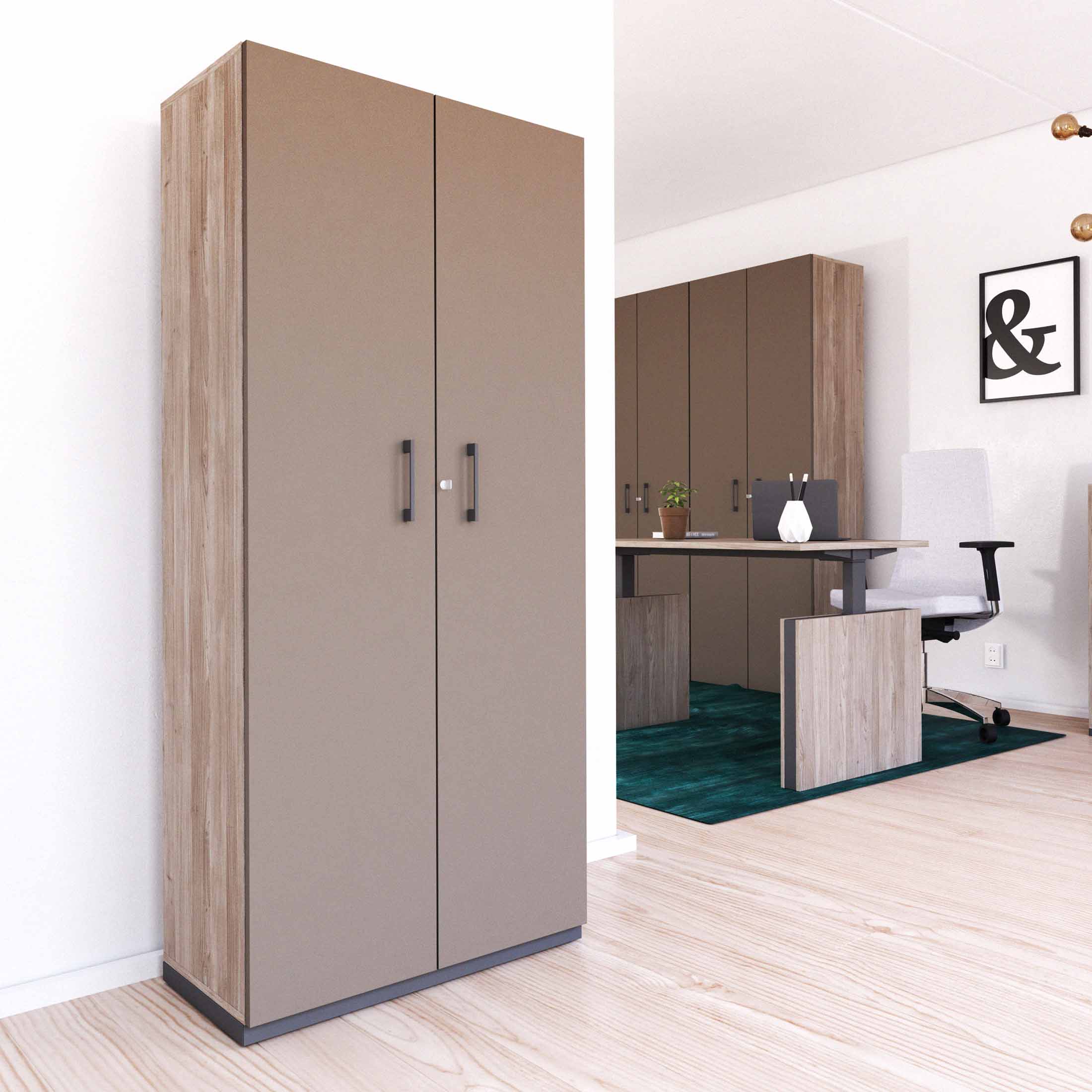 CHOICE hinged door wardrobe | 5 OH, 800 x 1820 mm, northern oak gray / cubanite gray - 1 Main Image