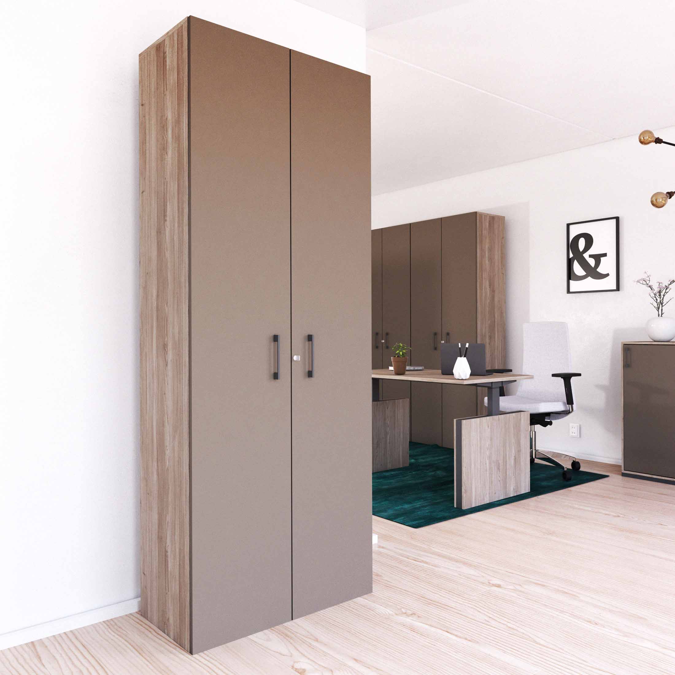 CHOICE hinged door wardrobe | 6 OH, 800 x 2170 mm, northern oak gray / cubanite gray - 1 Main Image