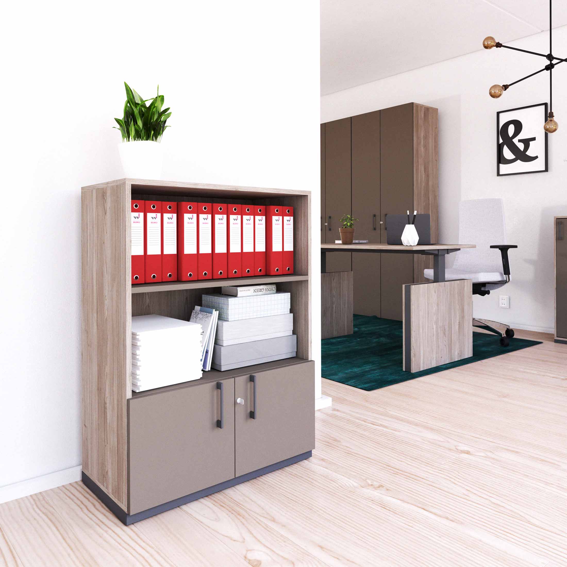 CHOICE combination cabinet | 3 OH, 800 x 1115 mm, northern oak gray / cubanite gray - 1 Main Image