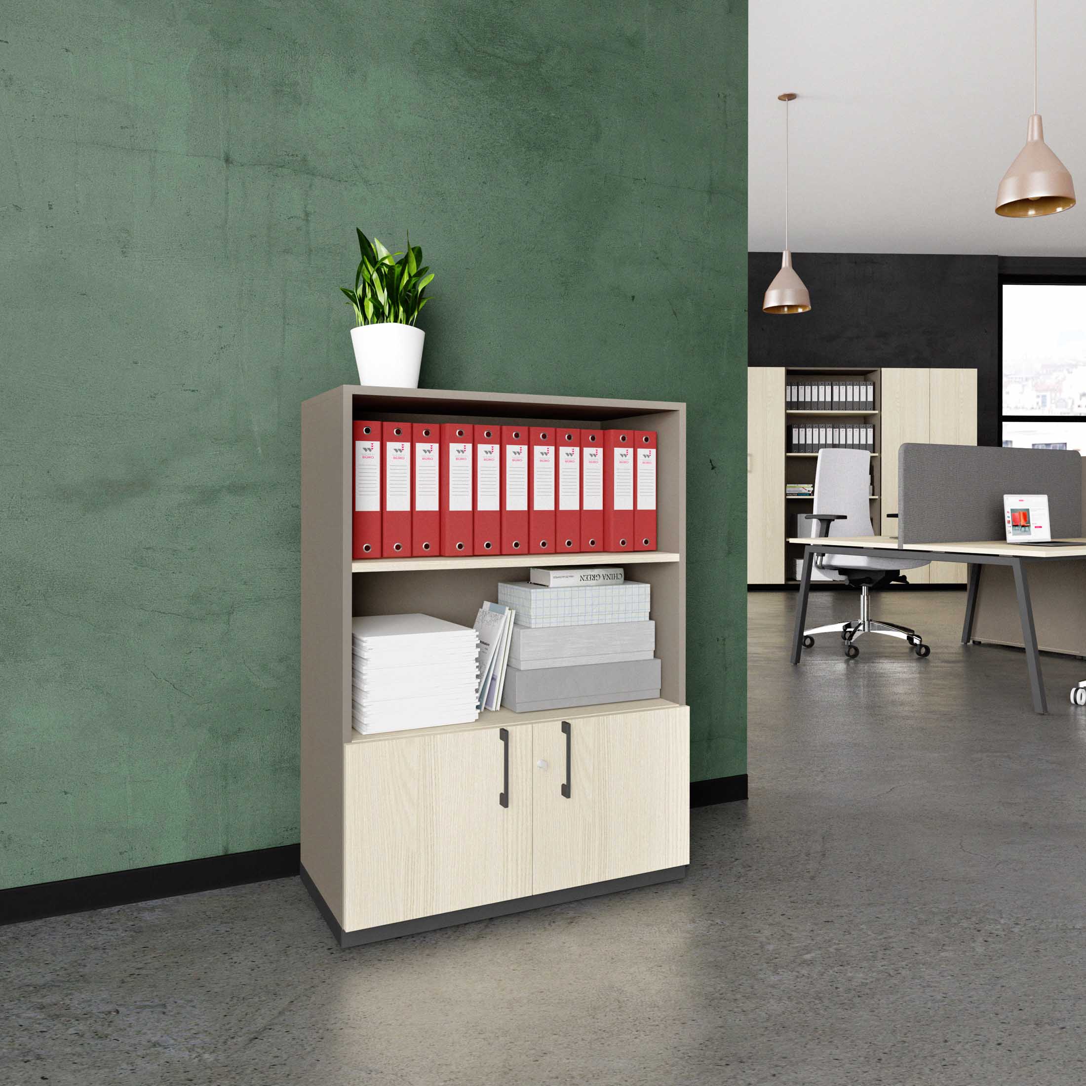 CHOICE combination cabinet | 3 OH, 800 x 1115 mm, Cubanite gray / sand ash - 1 Main Image