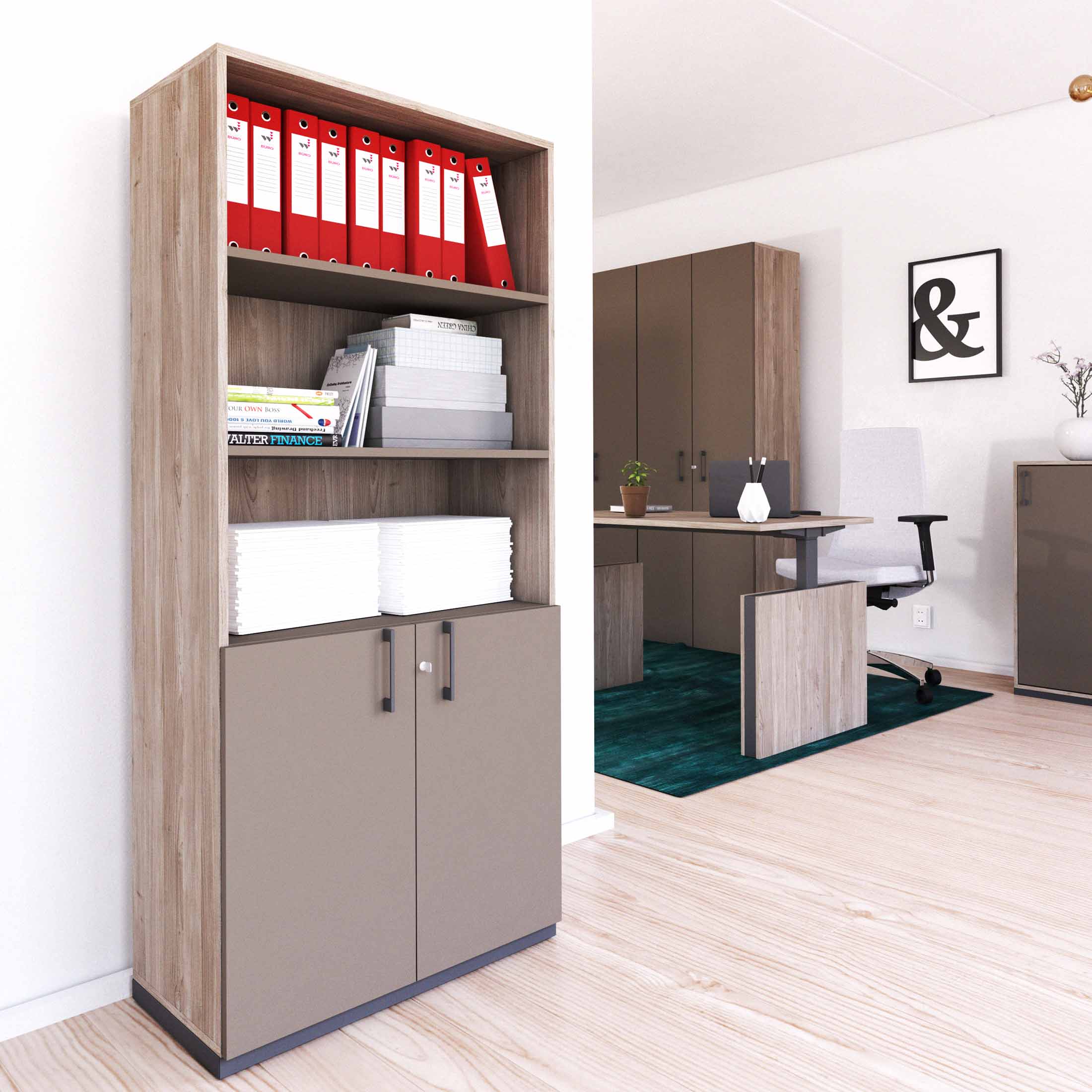 CHOICE combination cabinet | 5 OH, 800 x 1820 mm, northern oak gray / cubanite gray - 1 Main Image