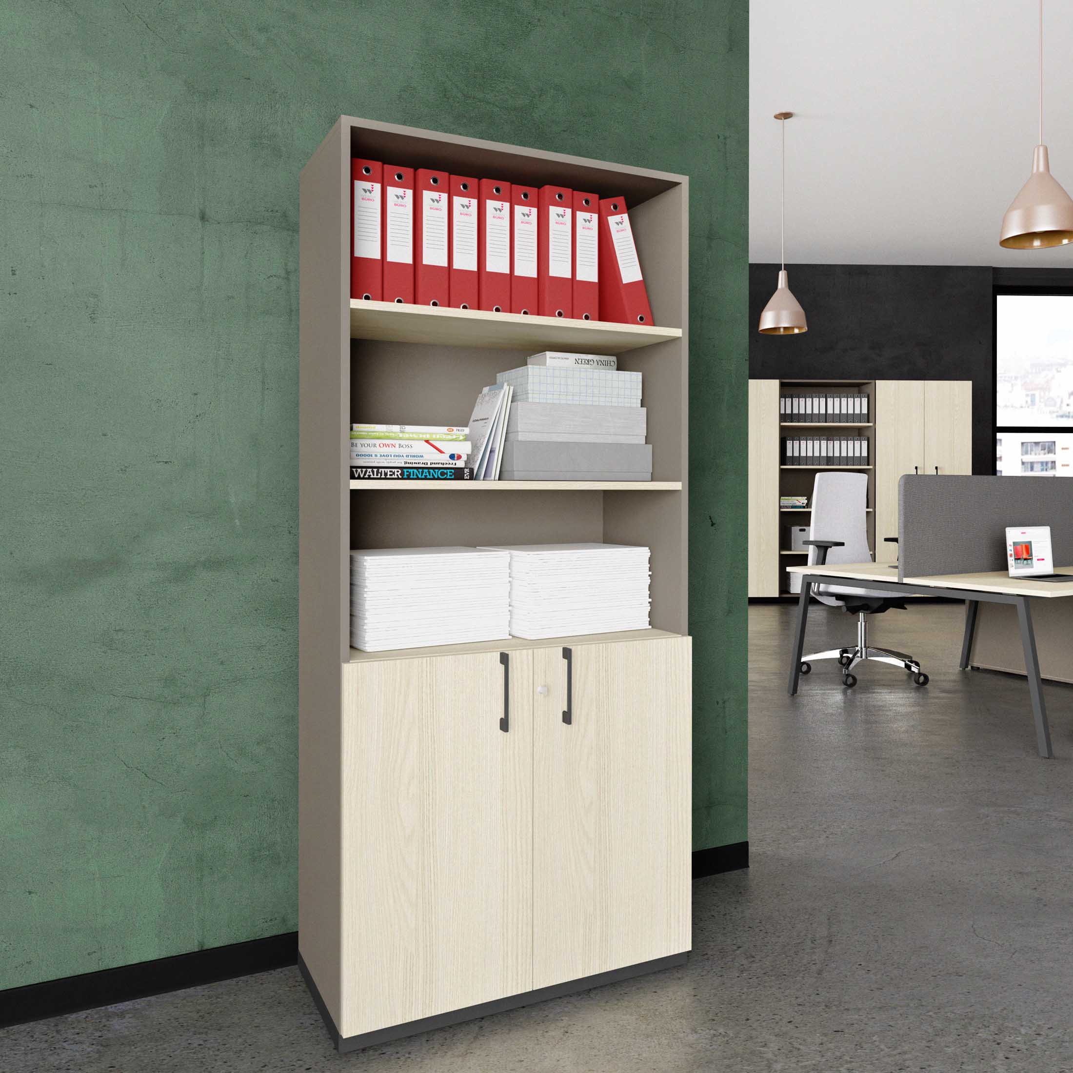 CHOICE combination cabinet | 5 OH, 800 x 1820 mm, cubanite gray / sand ash - 1 Main Image