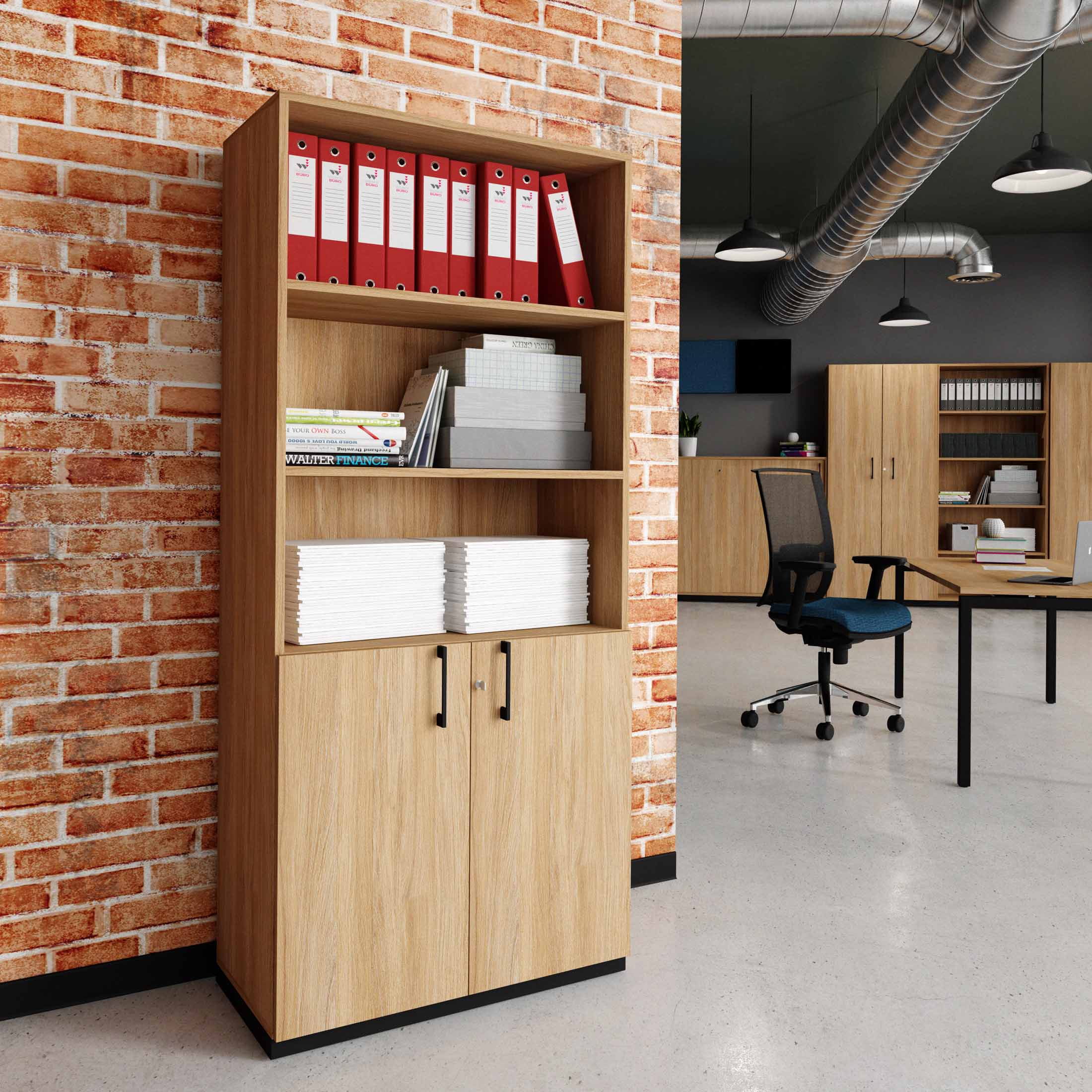 CHOICE combination cabinet | 5 OH, 800 x 1820 mm, amber oak - 1 Main Image