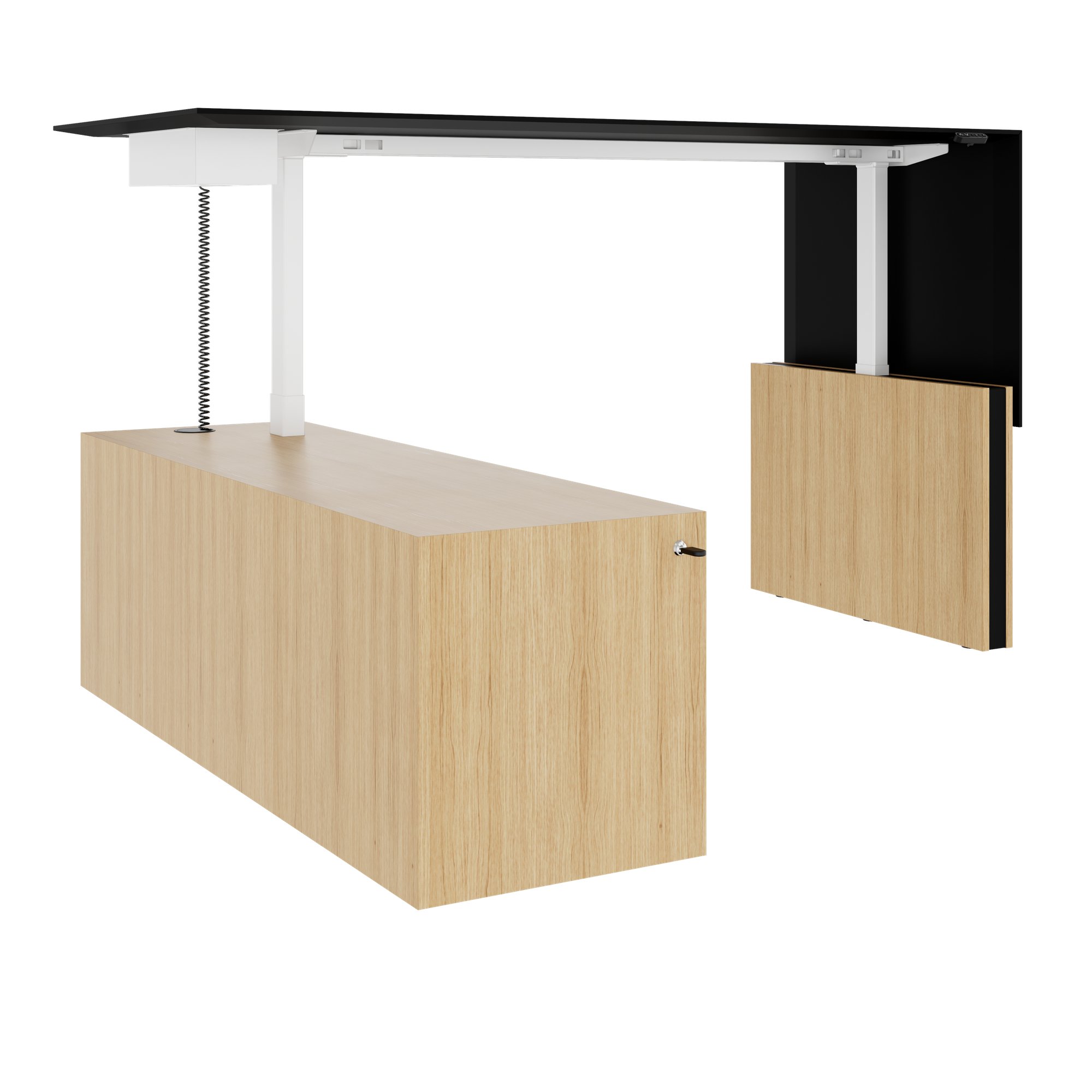 MOTION 2 motor desk with sideboard | Electrically height adjustable, 2000 x 1800 mm, oak veneer - 4 Main Image