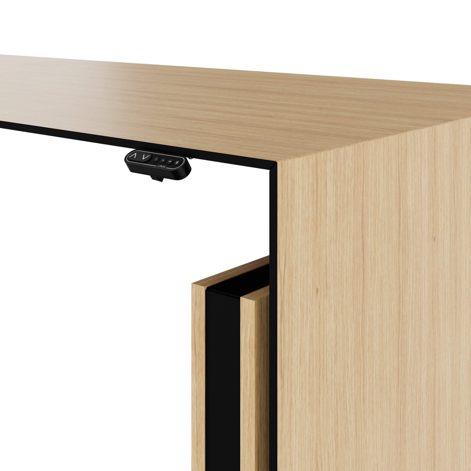 MOTION 2 motor desk with sideboard | Electrically height adjustable, 2000 x 1800 mm, oak veneer - 5 Main Image