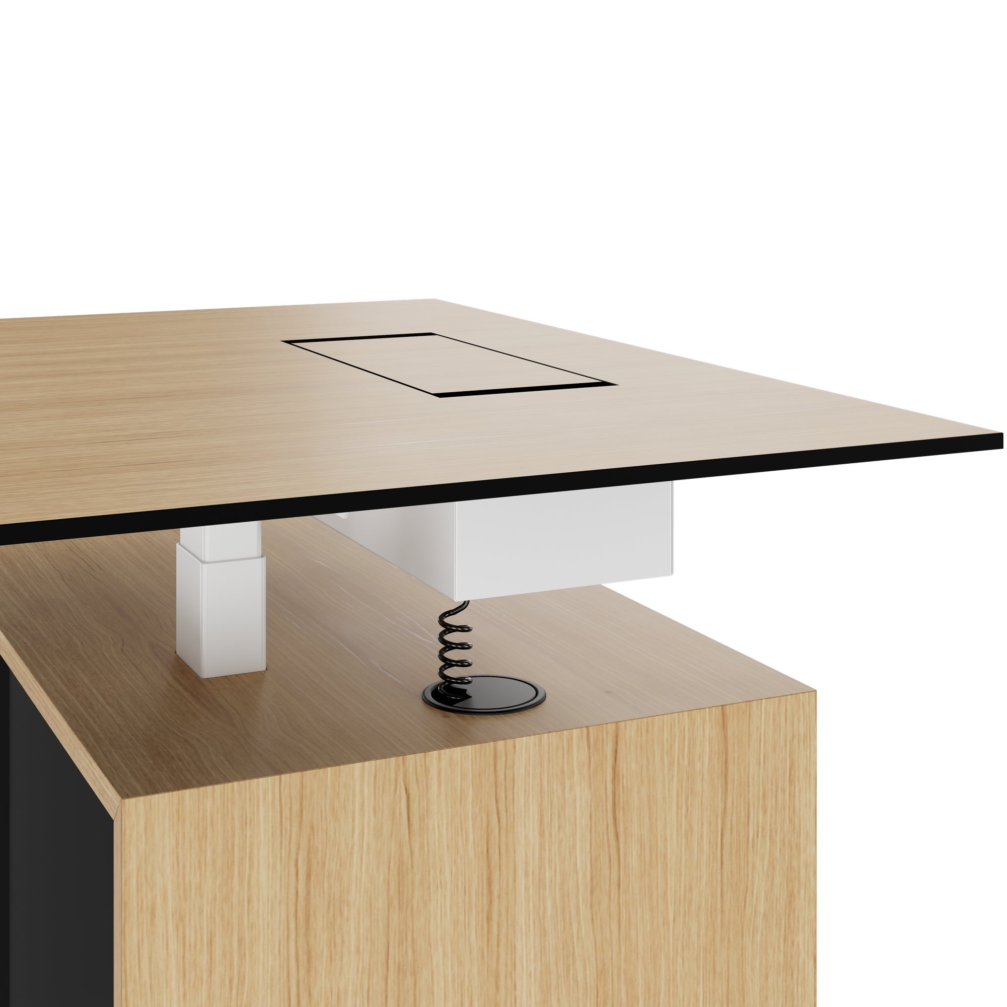 MOTION 2 motor desk with sideboard | Electrically height adjustable, 2000 x 1800 mm, oak veneer - 6 Main Image
