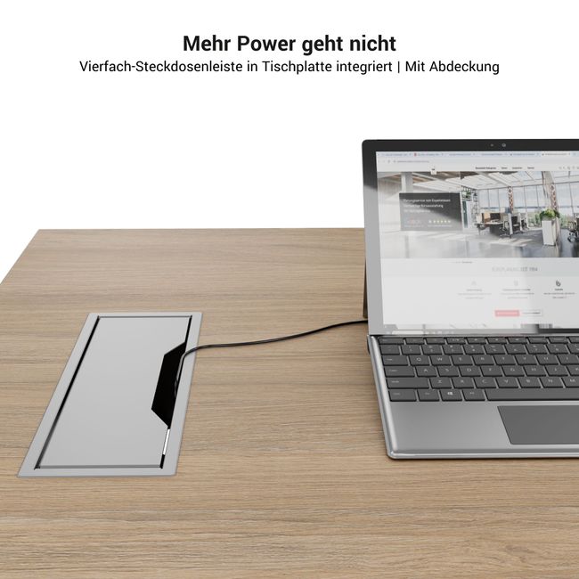 MOTION 2-Motoren-Schreibtisch mit Sideboard | Elektrisch höhenverstellbar, 2000 x 1800 mm, Eiche Furnier