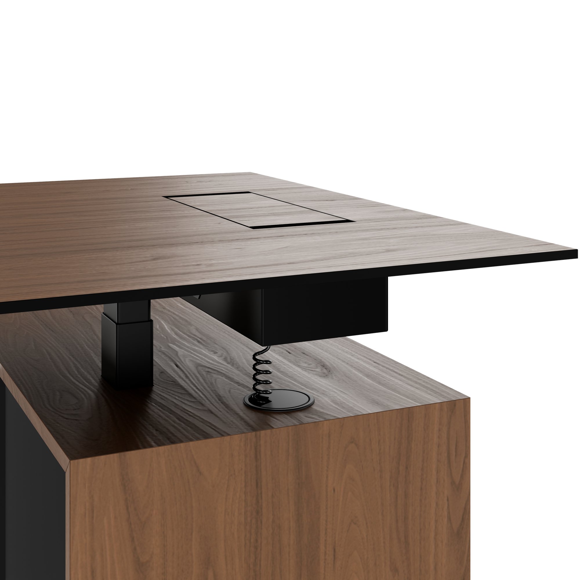 MOTION Desk a 2 motori con sideboard | Regolabile elettricamente in altezza, 2000 x 1800 mm, impiallacciatura in noce - 6 Main Image