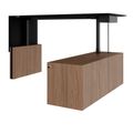 MOTION 2-Motoren-Schreibtisch mit Sideboard | Elektrisch höhenverstellbar, 2000 x 1800 mm, Nussbaum Furnier