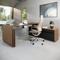 MOTION Desk a 2 motori con sideboard | Regolabile elettricamente in altezza, 2000 x 1800 mm, impiallacciatura in noce - 16 Thumbnail Image