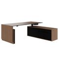 MOTION 2-Motoren-Schreibtisch mit Sideboard | Elektrisch höhenverstellbar, 2000 x 1800 mm, Nussbaum Furnier