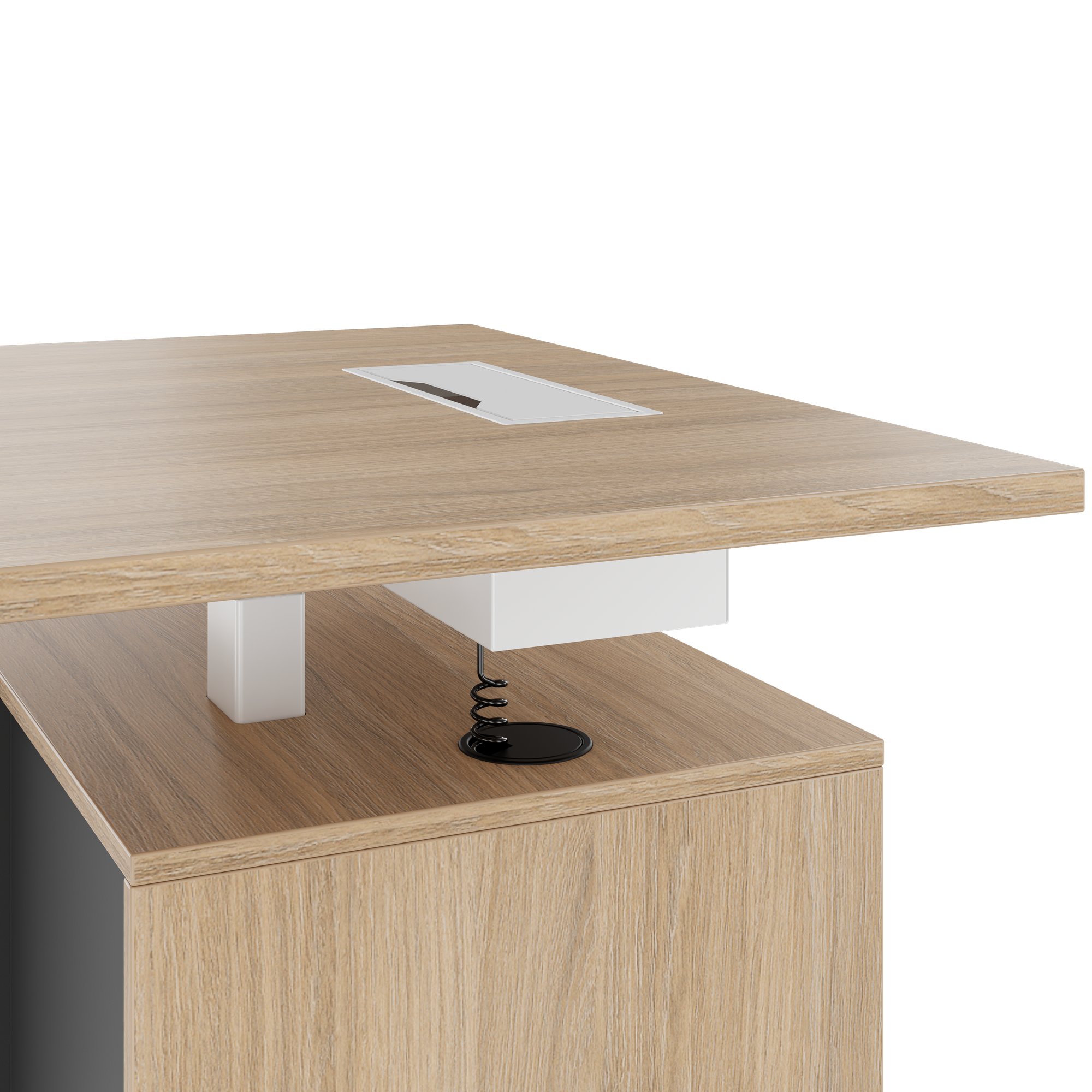 MOTION 2 motor desk with sideboard | Electrically height adjustable, 2000 x 1800 mm, amber oak - 5 Main Image