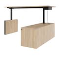 MOTION 2-Motoren-Schreibtisch mit Sideboard | Elektrisch höhenverstellbar, 2000 x 1800 mm, Bernsteineiche