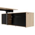 MOTION 2-Motoren-Schreibtisch mit Sideboard | Elektrisch höhenverstellbar, 2000 x 1800 mm, Bernsteineiche