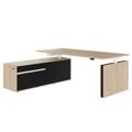 MOTION 2 motor desk with sideboard | Electrically height adjustable, 2000 x 1800 mm, amber oak - 1 Thumbnail Image