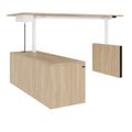 MOTION 2 motor desk with sideboard | Electrically height adjustable, 2000 x 1800 mm, amber oak - 3 Thumbnail Image