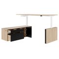 MOTION 2 motor desk with sideboard | Electrically height adjustable, 2000 x 1800 mm, amber oak - 7 Thumbnail Image