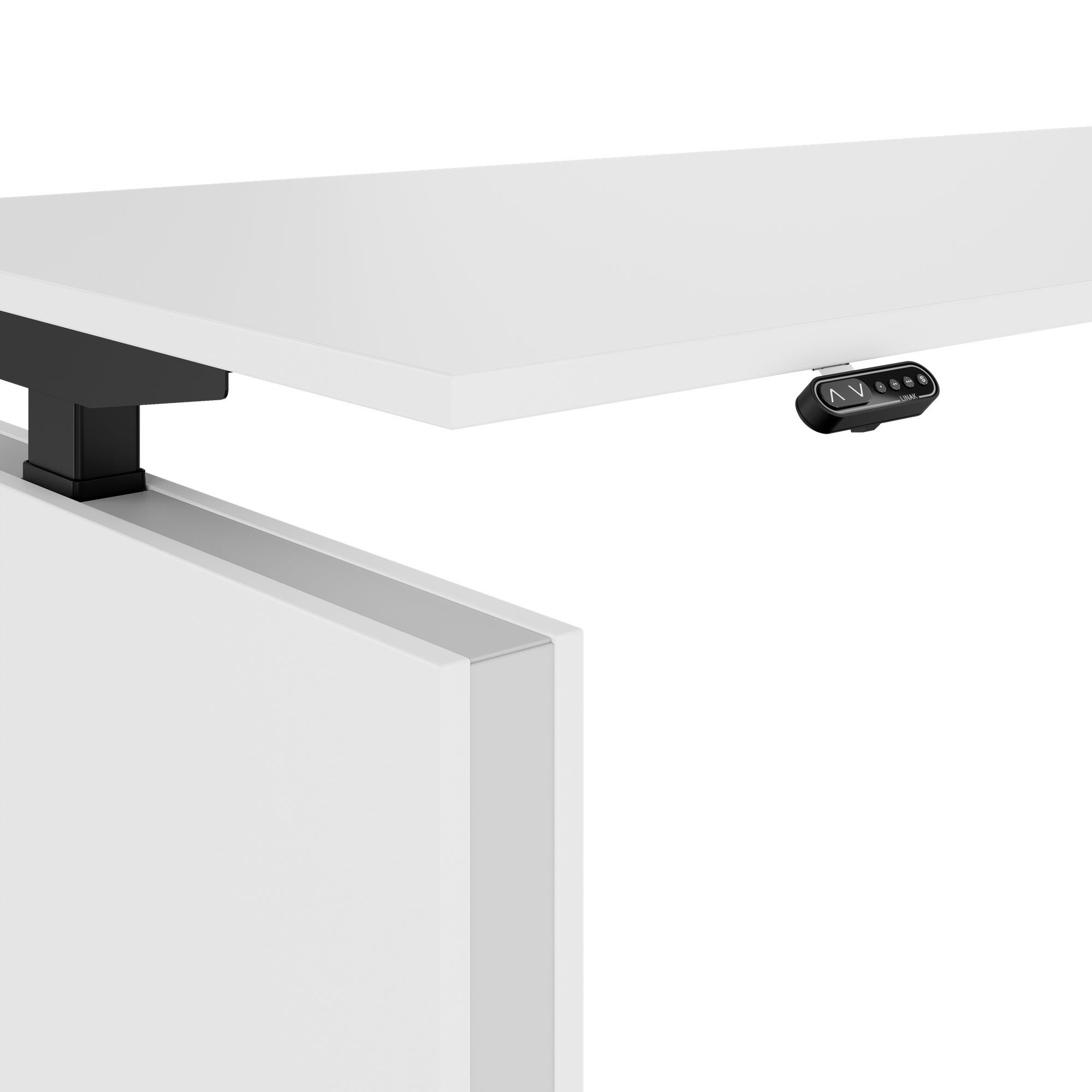 MOTION 2-Motoren-Schreibtisch mit Sideboard | Elektrisch höhenverstellbar, 2000 x 1800 mm, Weiß - 4 Main Image