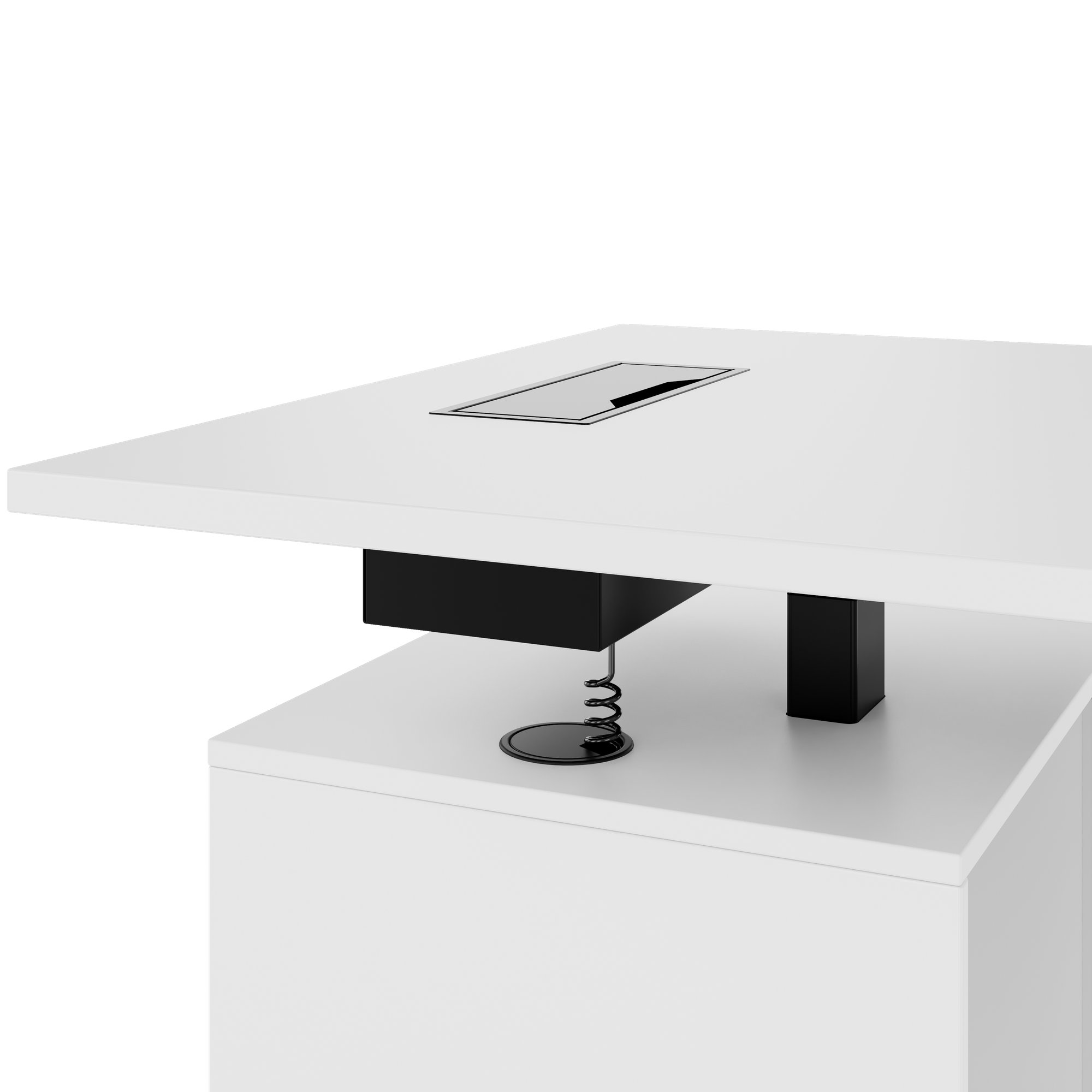 MOTION 2-Motoren-Schreibtisch mit Sideboard | Elektrisch höhenverstellbar, 2000 x 1800 mm, Weiß - 5 Main Image