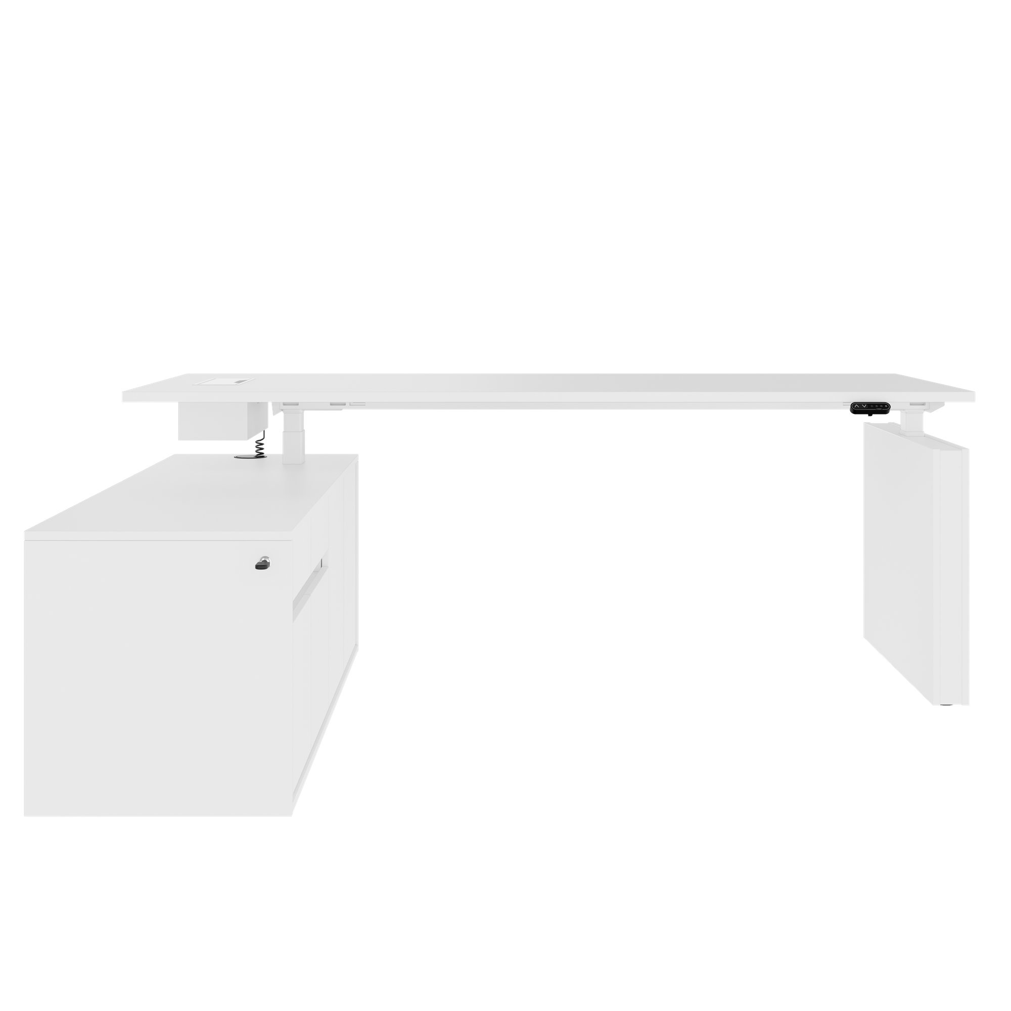 MOTION 2 motor desk with sideboard | Electrically height adjustable, 2000 x 1800 mm, white - 2 Main Image