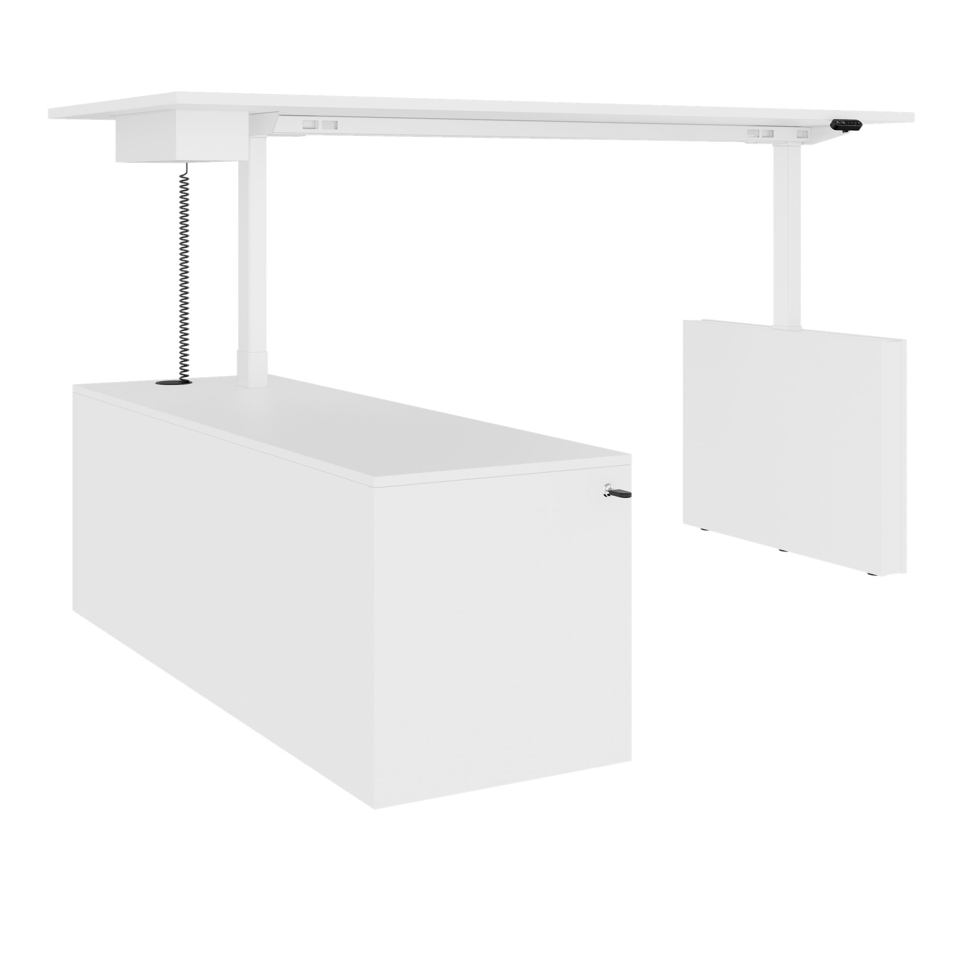 MOTION 2 motor desk with sideboard | Electrically height adjustable, 2000 x 1800 mm, white - 3 Main Image