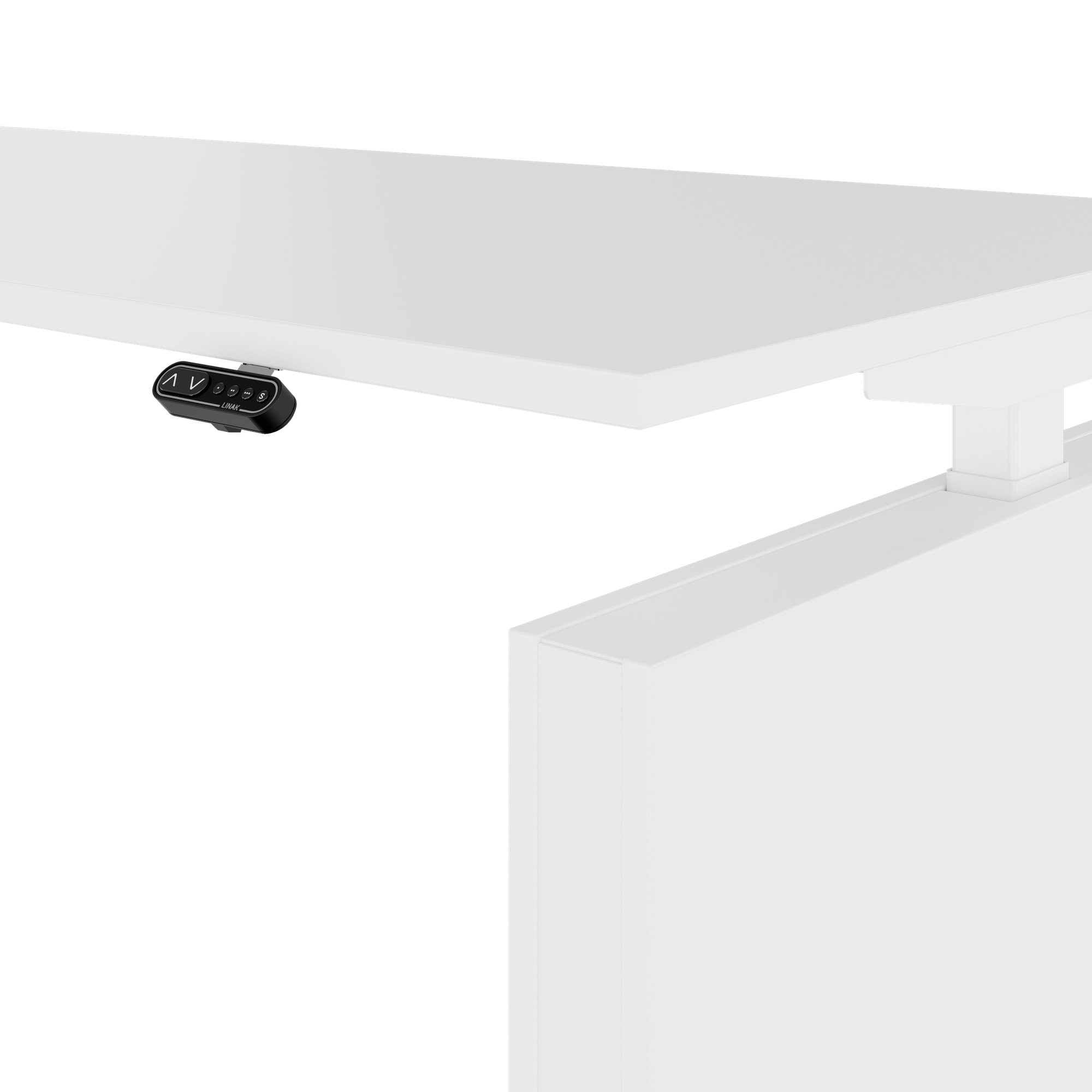 MOTION 2 motor desk with sideboard | Electrically height adjustable, 2000 x 1800 mm, white - 4 Main Image