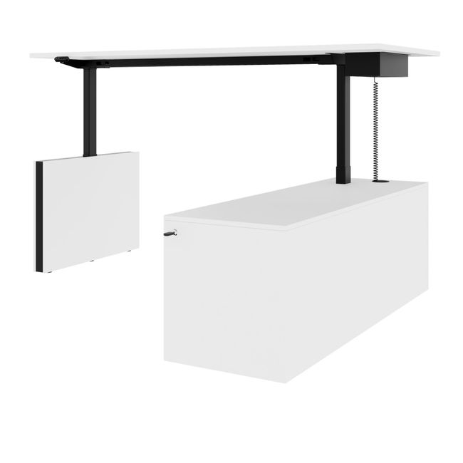 MOTION 2-Motoren-Schreibtisch mit Sideboard | Elektrisch höhenverstellbar, 2000 x 1800 mm, Weiß